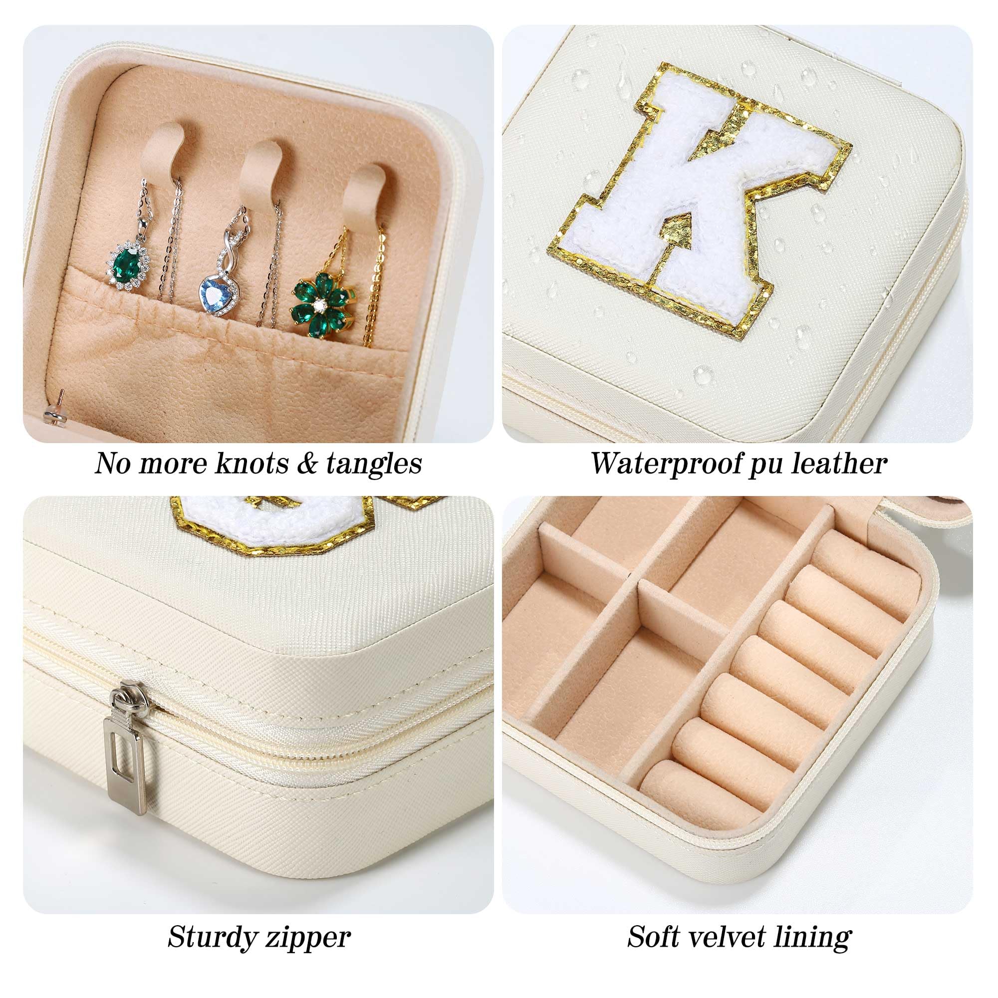Parima Elegant Travel Jewelry Organizer for Women - Necklace, Earring & Ring Organizer | Compact Jewelry Storage Case | Perfect Travel Accessory & Gift for Women (Letter S, White) - Ideal for Vacations, Business Trips & Daily Use