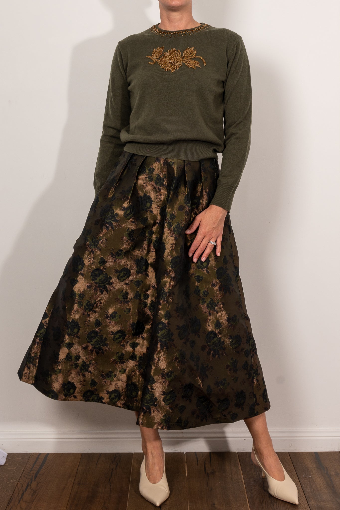 M.A. Dainty Parted Skirt - Women's Fashion Flowy Midi Skirt for Casual Wear, Office & Date Night Outfits