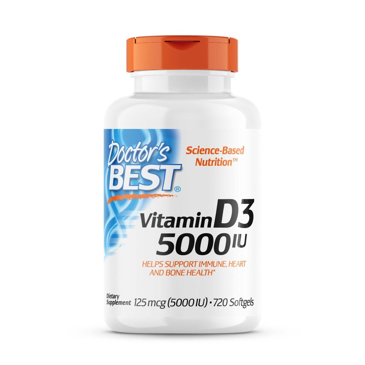 Doctor's Best High Potency Vitamin D3 125 mcg (5,000 IU) - 720 Softgels for Immune Support, Bone Health & Mood Enhancement - Perfect for Daily Supplementation & Winter Wellness