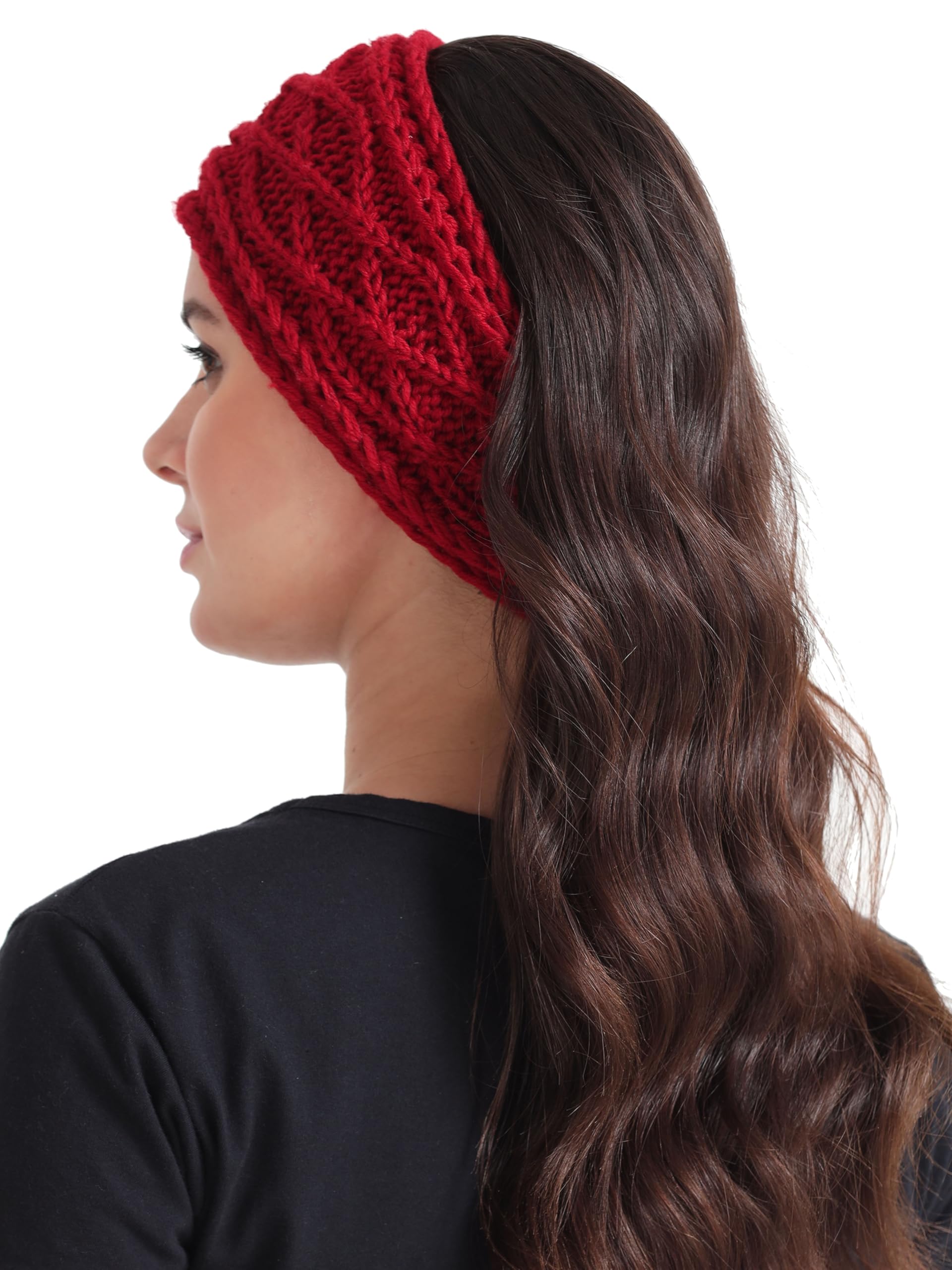 FabSeasons Acrylic Woolen Skull Stretch Headband - Winter Ear Warmer & Hair Accessory for Women & Girls - Perfect for Skiing, Running & Cold Weather Fashion