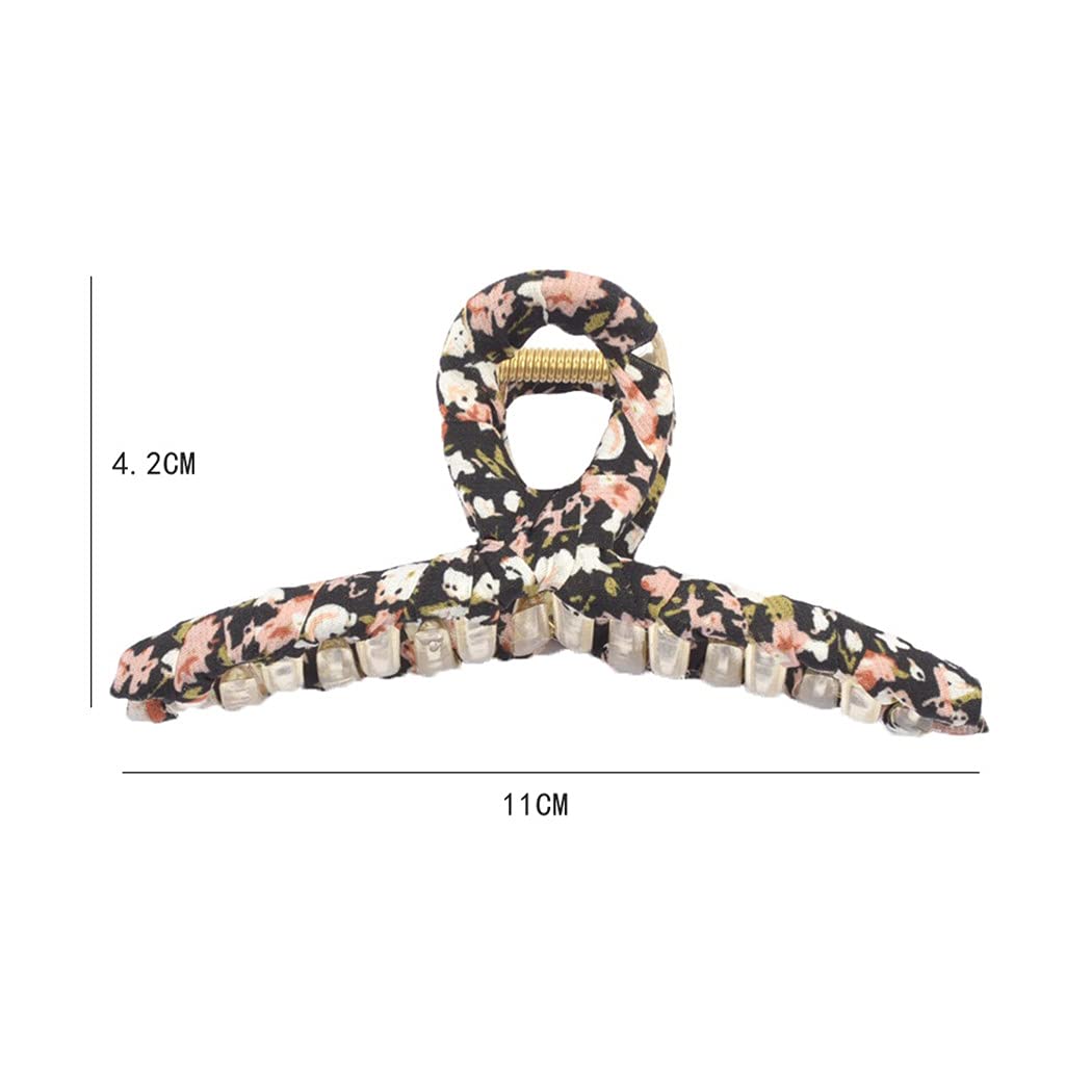 SOWUNO 5PCS Large Acrylic Hair Claw Clips - Non-Slip Strong Hold Hair Jaw Clamps with Floral Print for Women & Girls | Perfect for Updos, Ponytails & Everyday Hairstyles