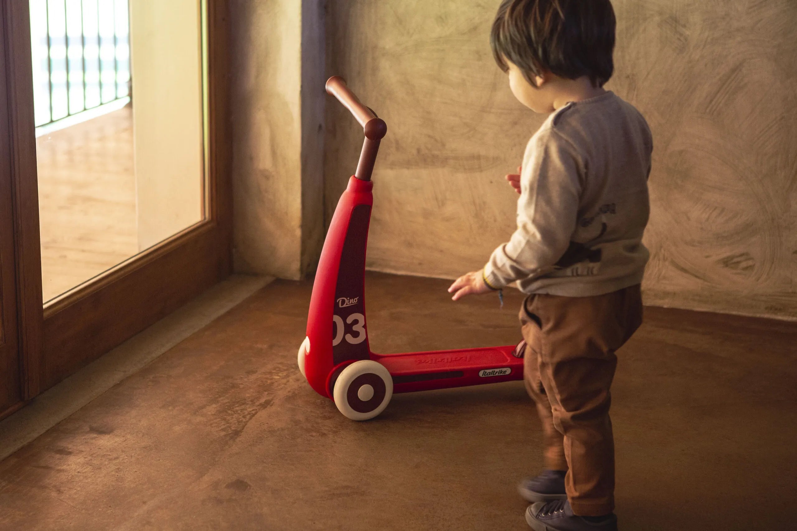 Italtrike Mini Eolo Dino Scooter - 3 Wheel Kids Scooter for Ages 2-5 | Dinosaur Design, Adjustable Handlebar | Perfect for Outdoor Play, Backyard Fun & Preschool Riding