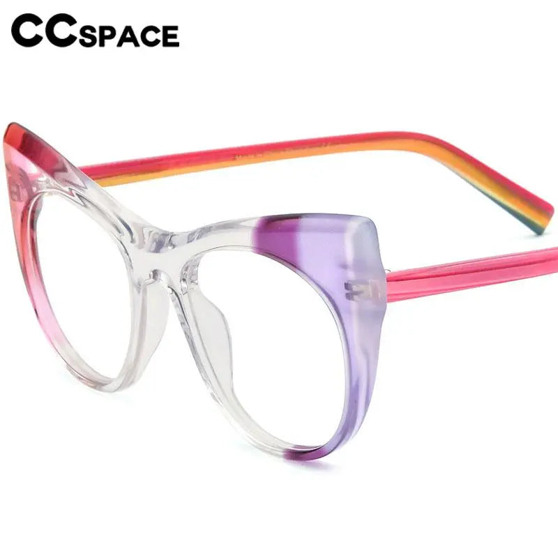 CCspace Unisex Full Rim Round Cat Eye Acetate Eyeglasses Frame 56923 - Stylish Retro Glasses for Men & Women, Perfect for Reading, Fashion Accessories, and Daily Wear