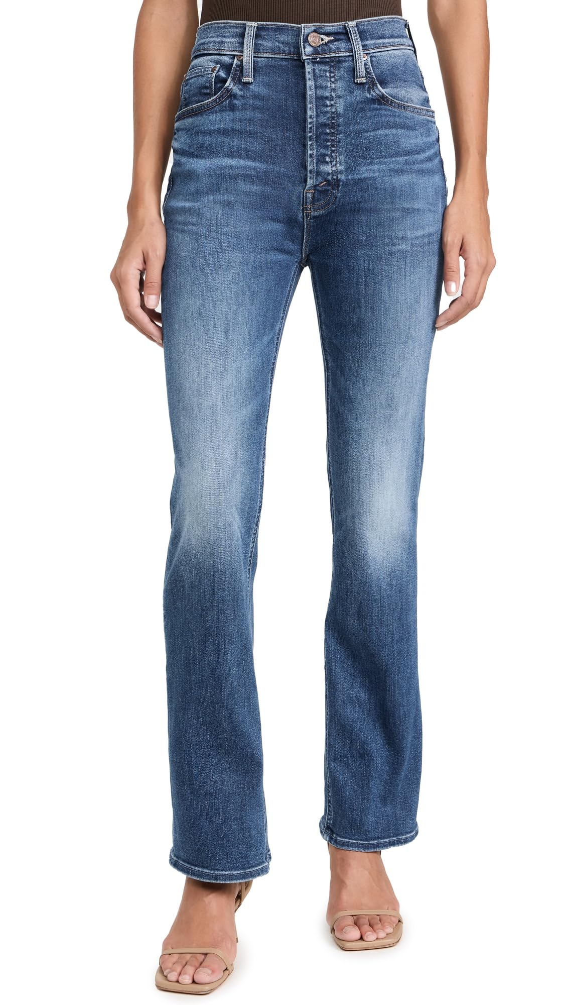 MOTHER Women's The Tripper High-Rise Flood Jeans - Distressed Denim for Casual Wear & Street Style Outfits