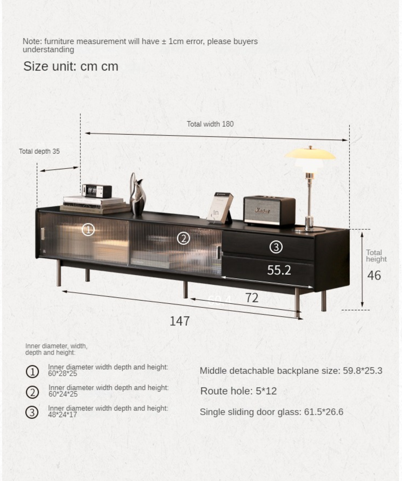 Oak Solid Wood Modern Black Floor TV Stand - Stylish Media Console for Living Room, Bedroom & Home Theater Setup