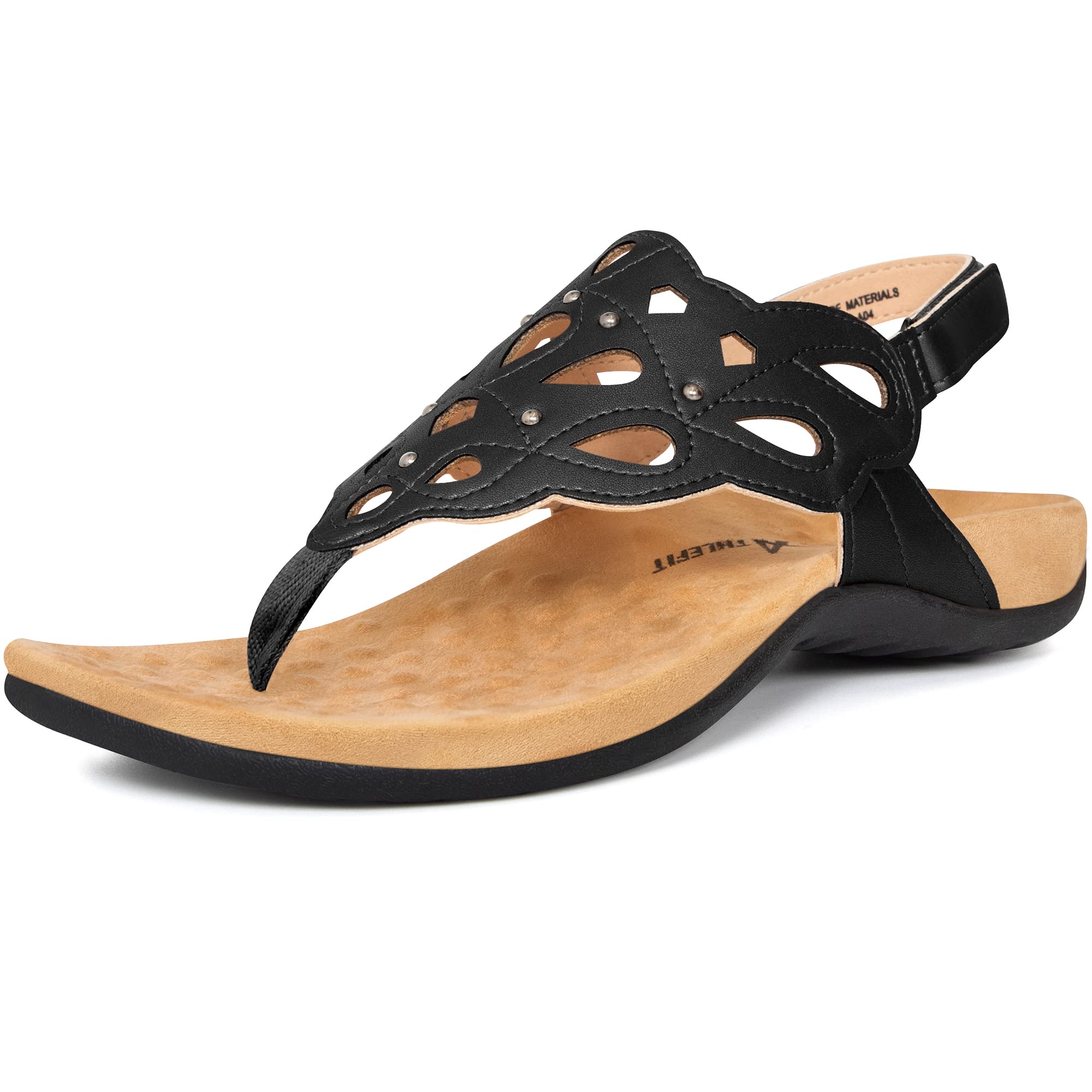 Athlefit Women's Arch Support Orthotic Sandals - Comfortable Walking Shoes with Orthopedic Thong Design for Plantar Fasciitis Relief | Perfect for Beach, Pool, Travel & Everyday Wear