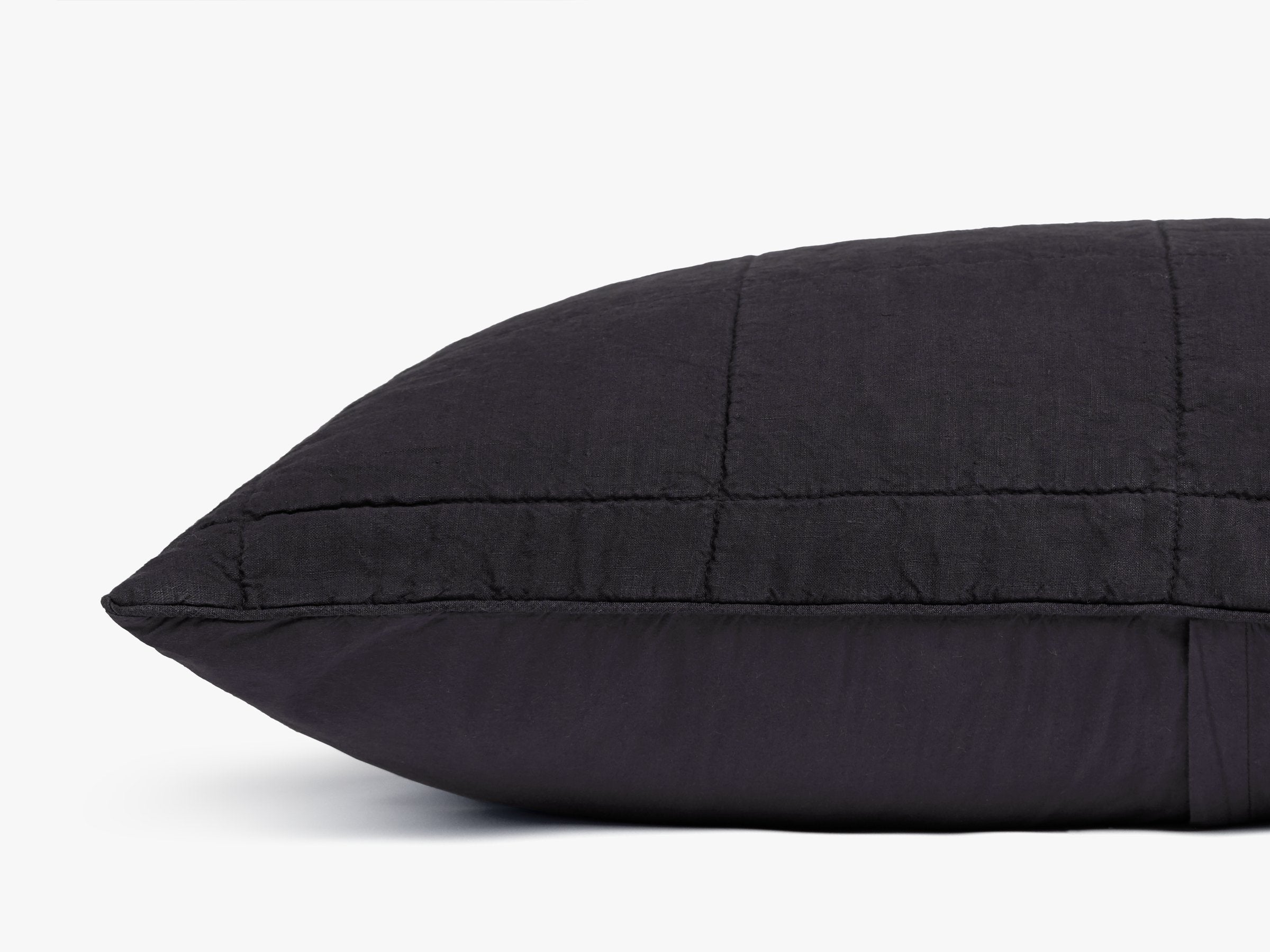 Linen Box Quilted Euro Sham Pillow Cover - Coal Gray Decorative Bedding for Guest Room & Master Bedroom - Luxury Home Decor Accent