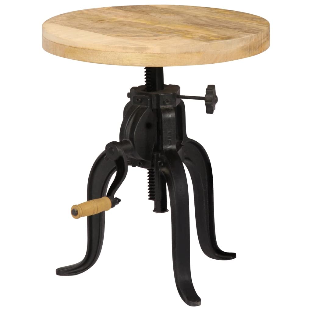 Solid Mango Wood & Cast Iron Side Table - 17.7