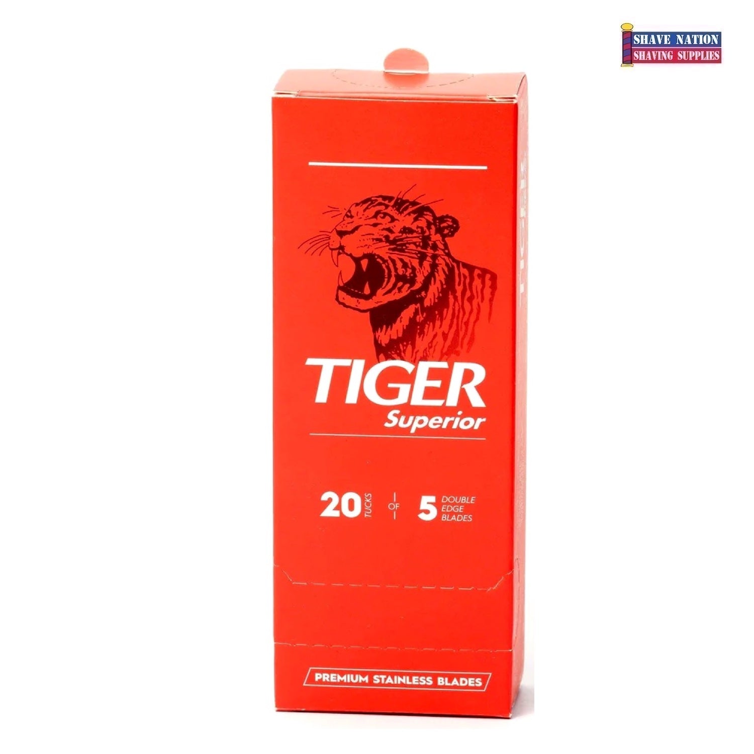 Premium Stainless Steel Double Edge Razor Blades 100 Count - Tiger Superior for Smooth Shaving, Grooming & Travel Use