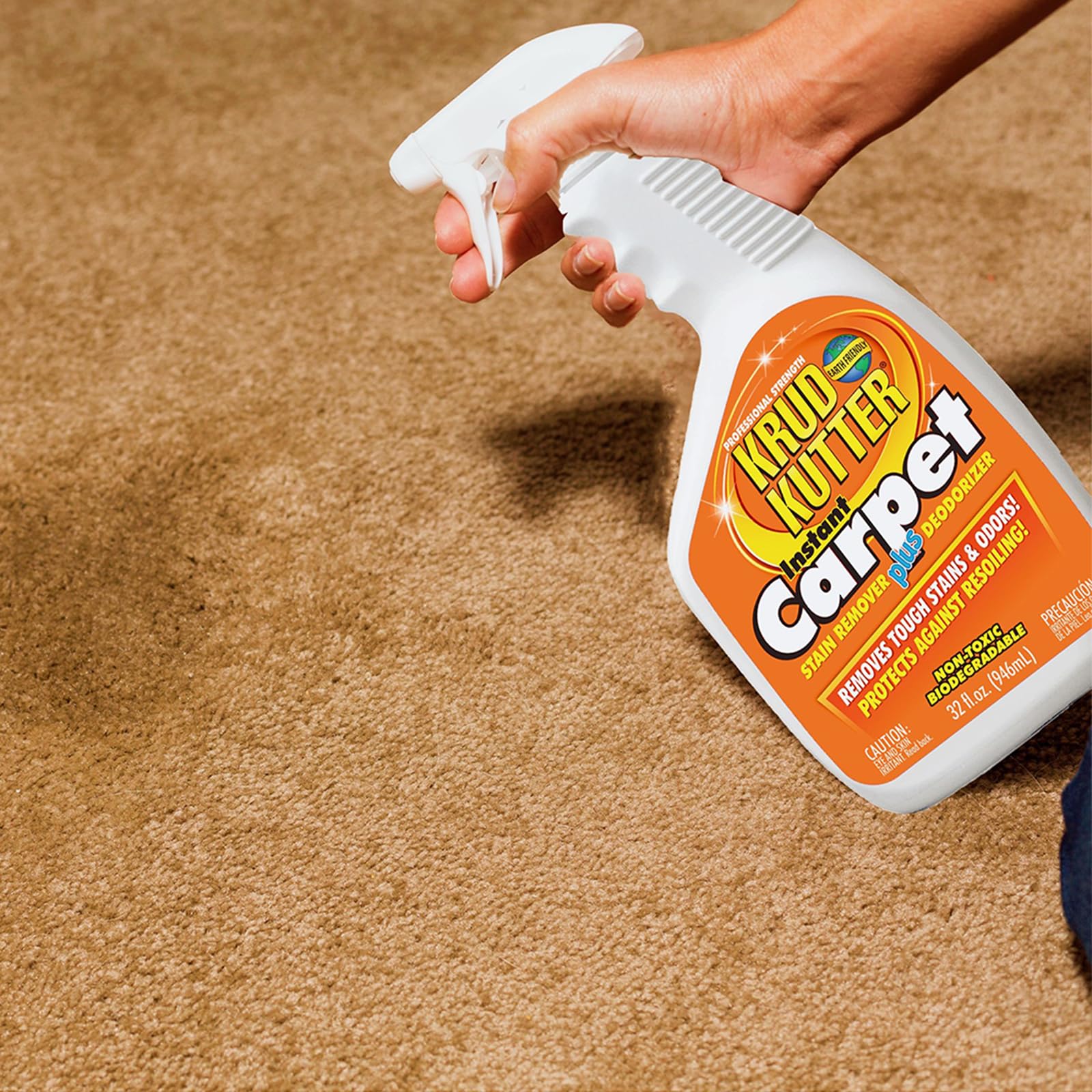 Krud Kutter CR326 Carpet Cleaner & Stain Remover - 32 oz Heavy Duty Formula for Deep Cleaning Carpets, Upholstery & Rugs | Perfect for Pet Stains, Spills & Tough Odors