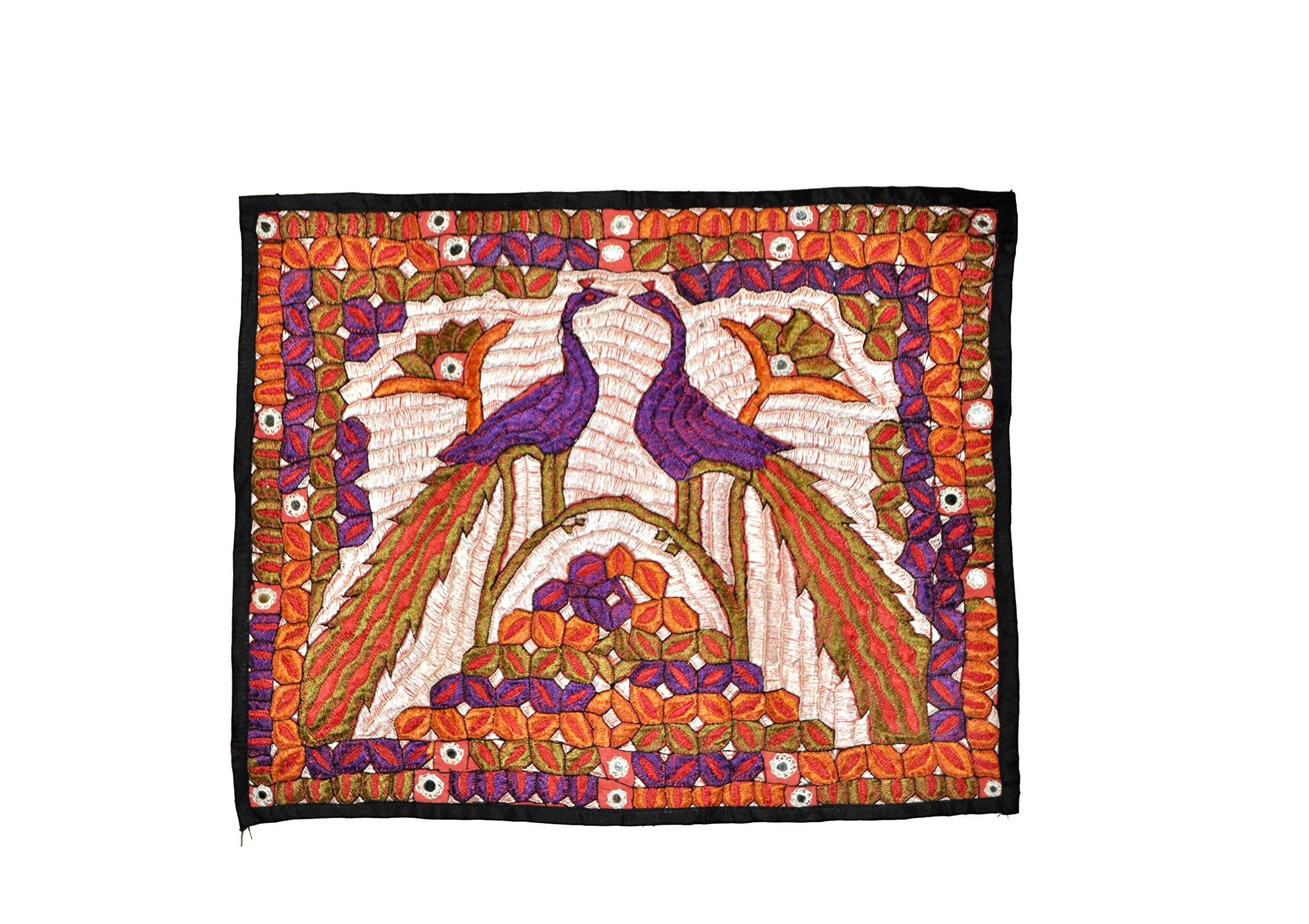 Indian Peacock Wall Hanging Tapestry - Handmade Thread Embroidery for Home Decor