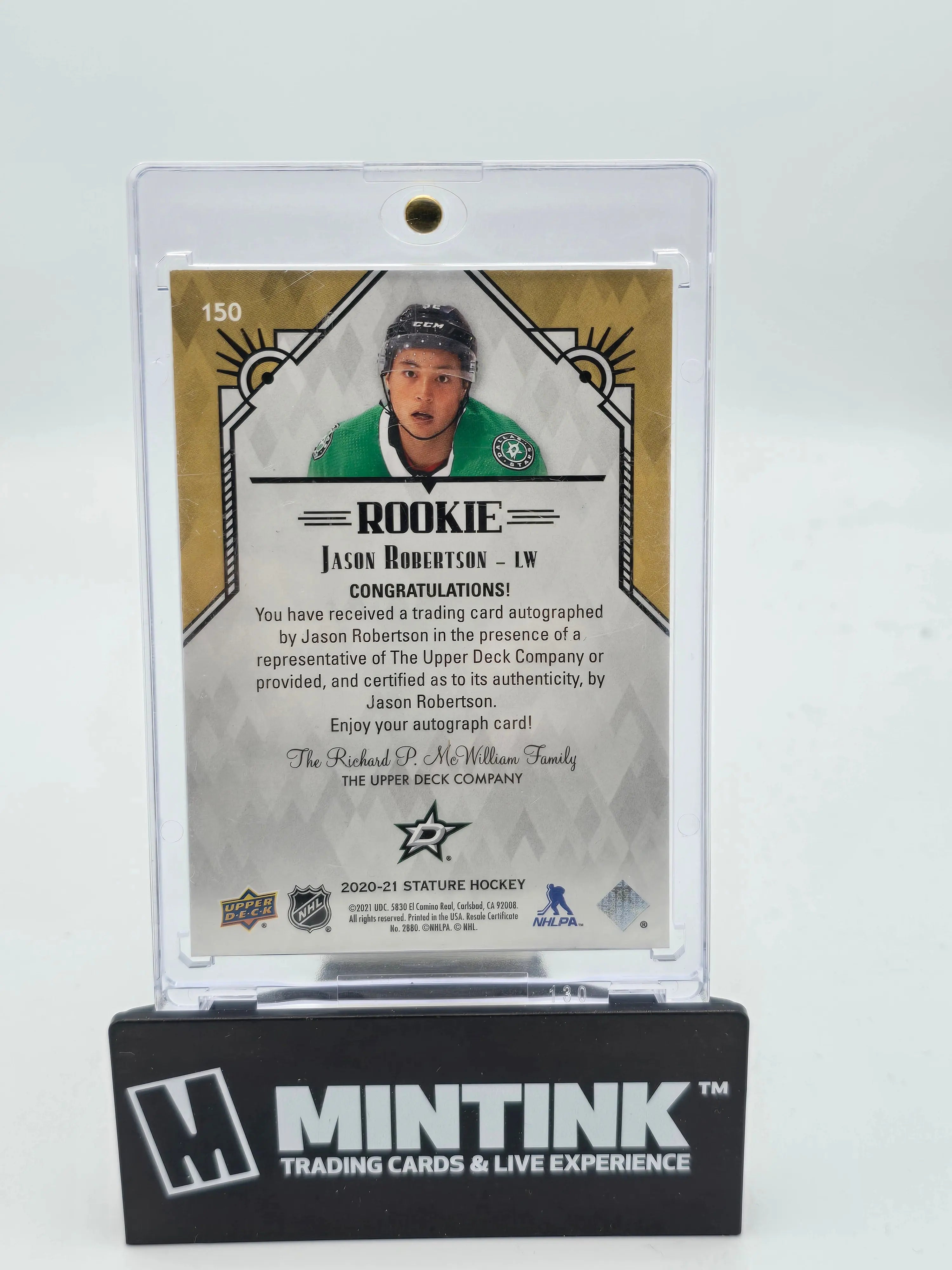 2020-21 Upper Deck Stature Hockey Jason Robertson Purple Rookie Auto /45 - Rare Collectible Hockey Card for Sports Memorabilia & Trading Card Game Fans