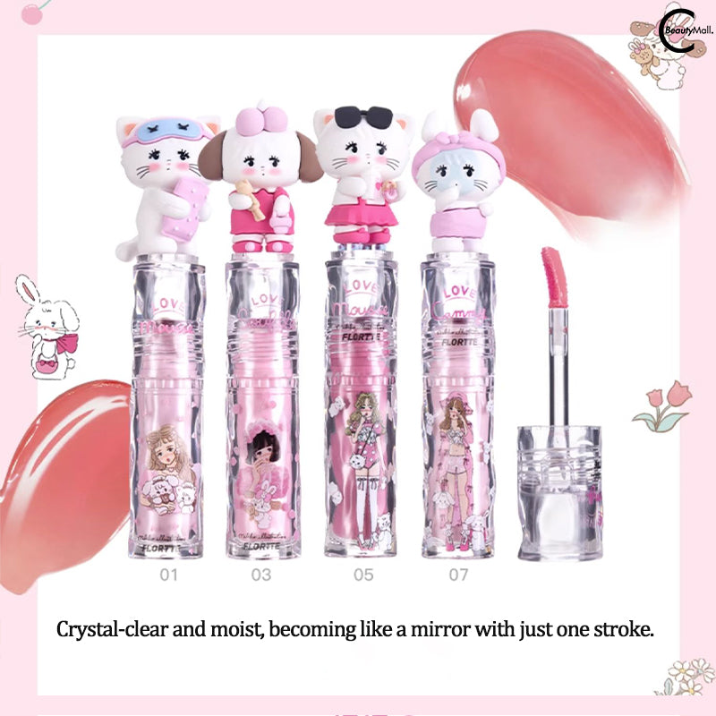 FLORTTE x MIKKO Crystal Clear Glossy Lip Lacquer - Shiny Hydrating Lip Gloss for Women, Non-Sticky Plumping Lip Gloss with Vitamin E | Perfect for Daily Wear, Date Night & Special Occasions