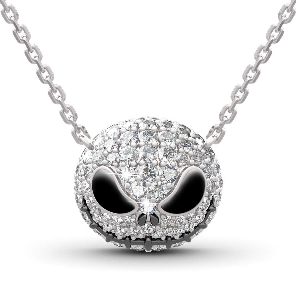 Jeulia 925 Sterling Silver Skull Pendant Necklace for Women - Gothic Halloween Jewelry, Valentine's Day & Birthday Gift for Her, Bridal Accessory - Perfect for Parties, Cosplay and Dark Fashion