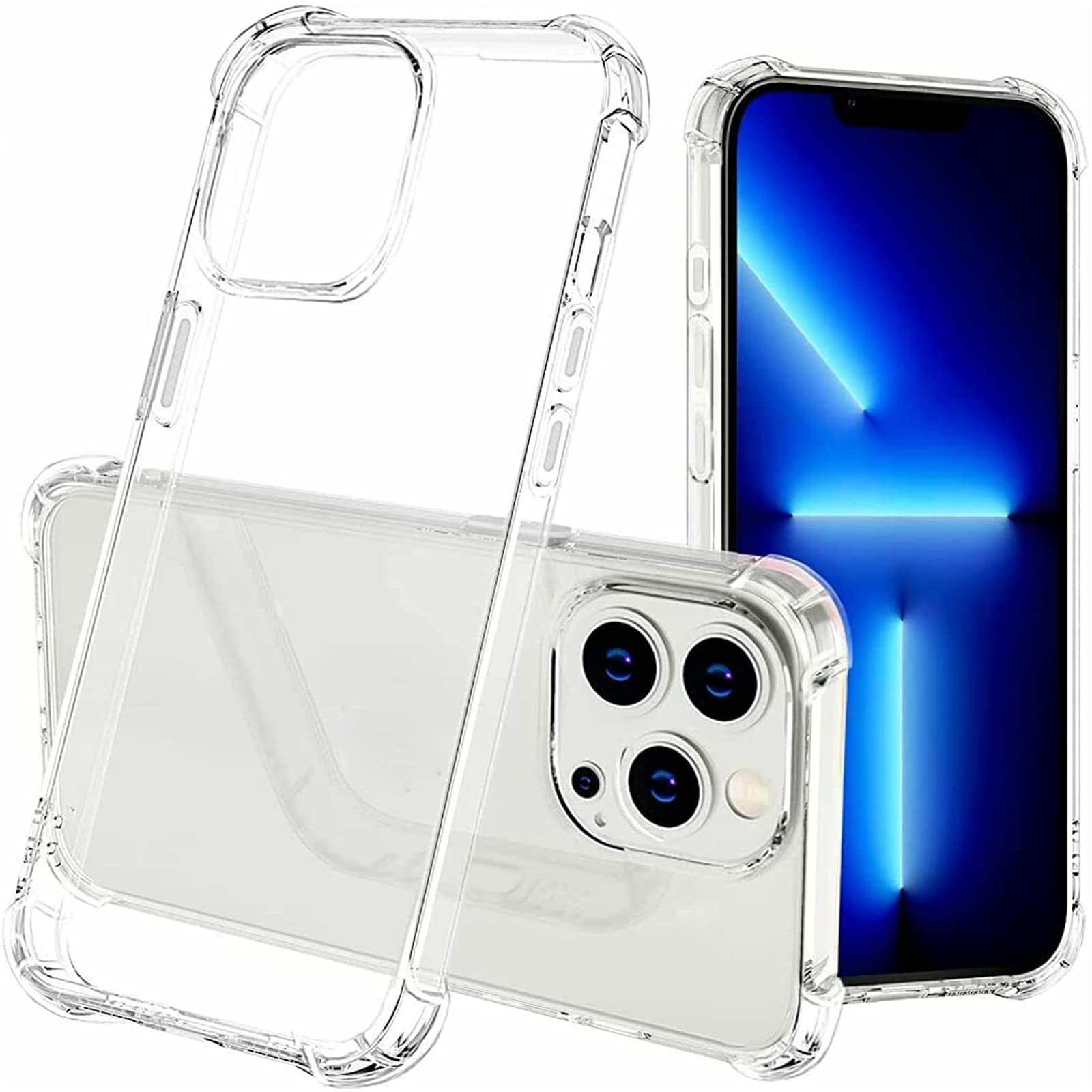 Crystal Clear Shockproof Slim Soft TPU Bumper Case for Apple iPhone 13 Pro (6.1 inch) - Screen & Camera Protection, Wireless Charging Compatible - Perfect for Daily Use, Travel & Outdoor Activities