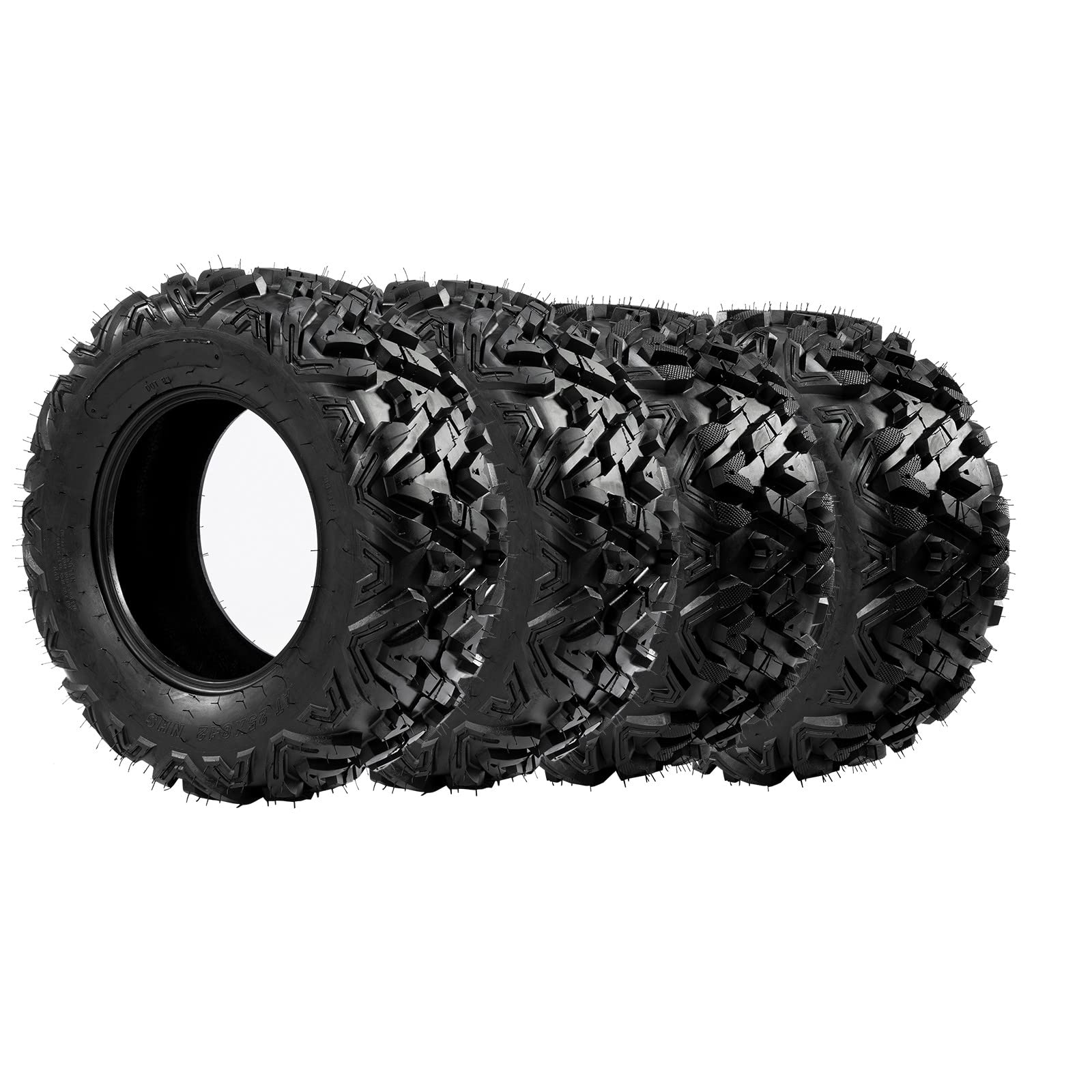 4 Pack ATV/UTV Tires 25x8-12 & 25x10-12 Front & Rear All-Terrain Tubeless Mud Tires - 6 Ply Heavy Duty for Off-Road, Trail Riding, Hunting & Farm Use