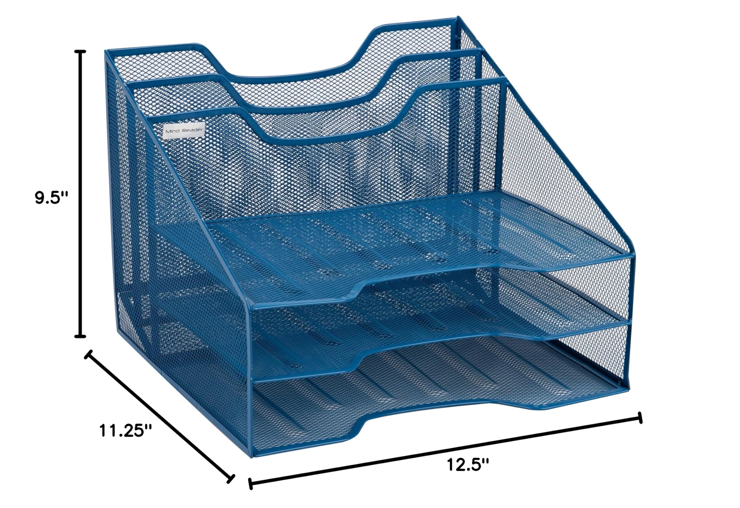 Mind Reader Metal Mesh Desktop Organizer - Vertical File Holder & Paper Trays for Office - 12.5
