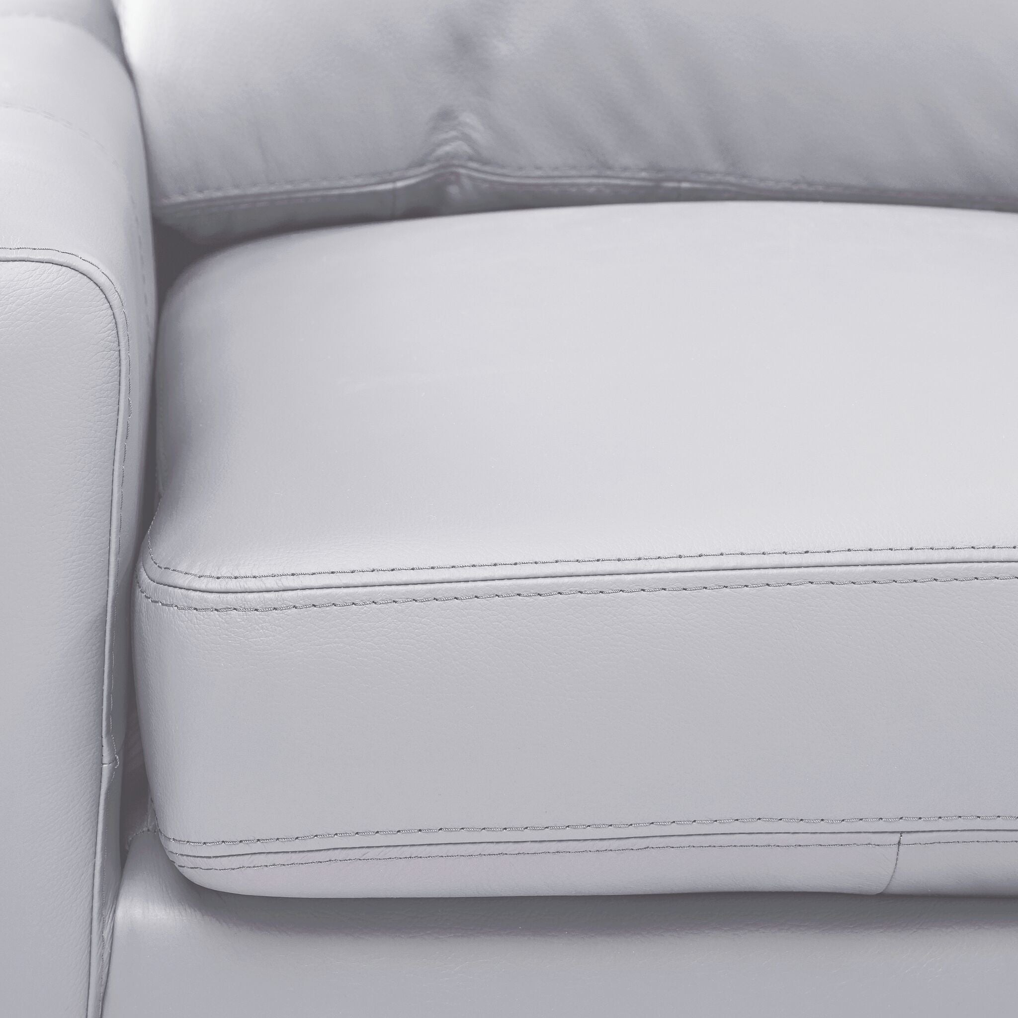 Premium Chito Leather 2-Piece Sectional Sofa with Right Facing Chaise in Silver Grey - Modern Living Room Furniture for Comfortable Lounging & Entertaining