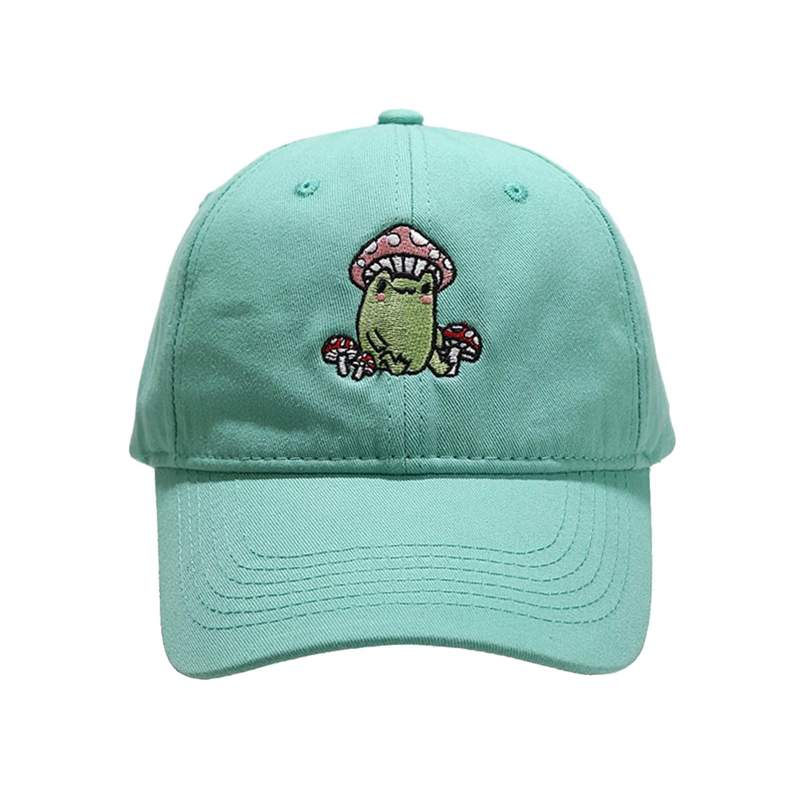 Women's Casual Cute Cartoon Frog & Mushroom Embroidered Baseball Cap - Adjustable Peaked Hat for Outdoor Activities, Sports & Fashion