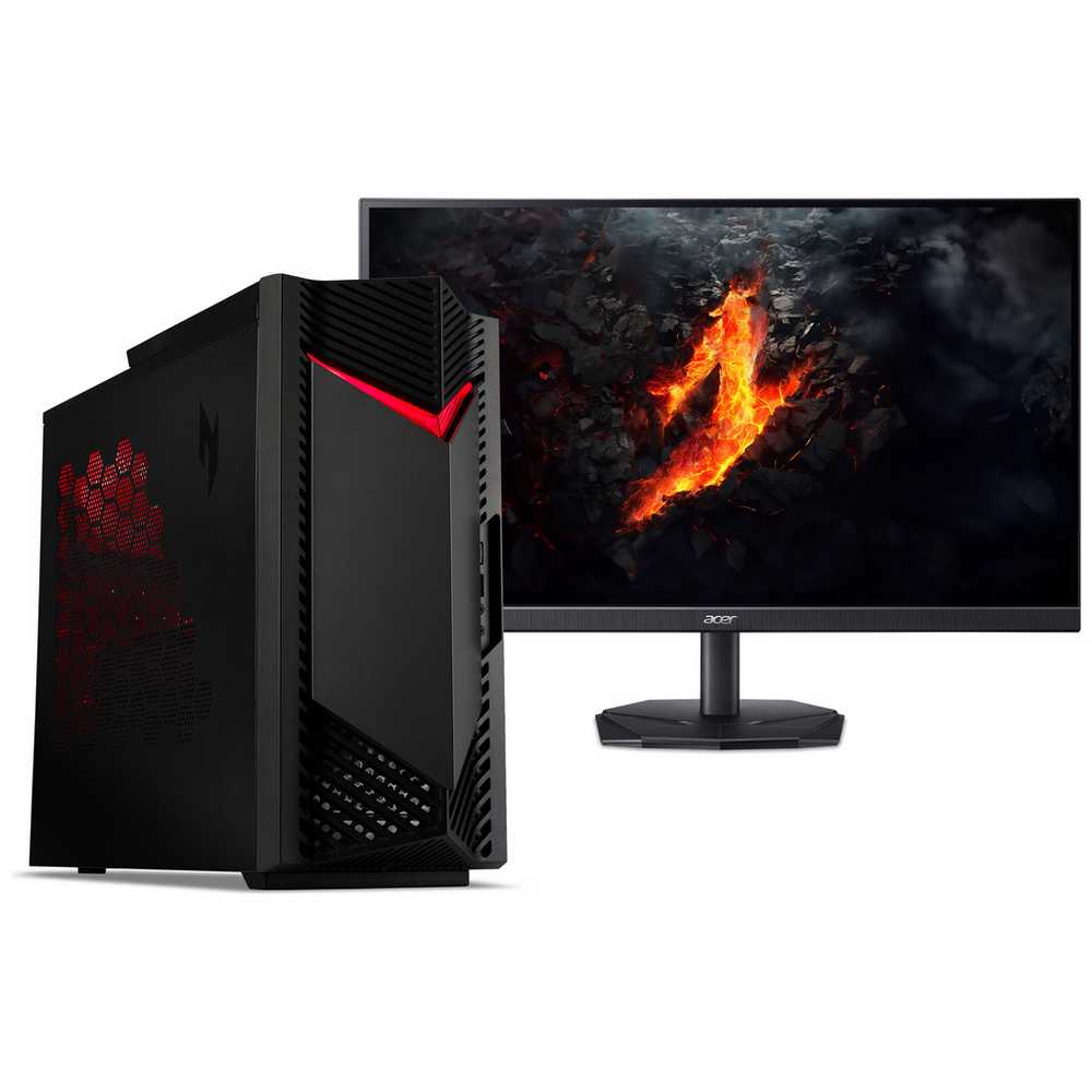 Acer Nitro N50-650 Gaming Desktop PC - Intel Core i5, 16GB RAM, 512GB SSD, NVIDIA RTX 4060 with 24 Inch Monitor - Perfect for High-Performance Gaming & Streaming