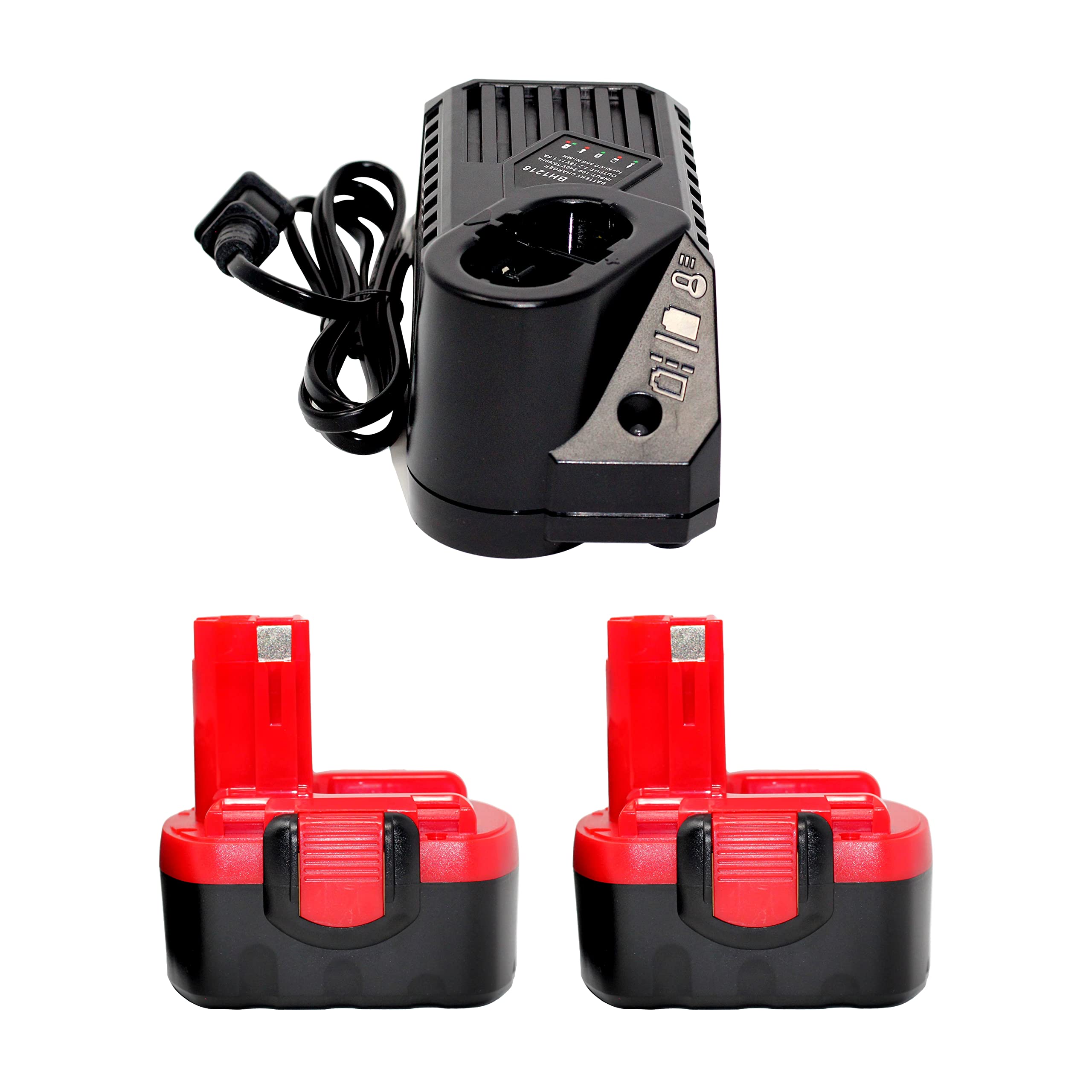 2-Pack Replacement Battery for Bosch 52318 18V Power Tools with Universal Charger - 3300mAh NiMH Battery Compatible with Bosch 18V Cordless Drills, Saws & More - Perfect for DIY Projects, Home Repairs & Professional Construction Work