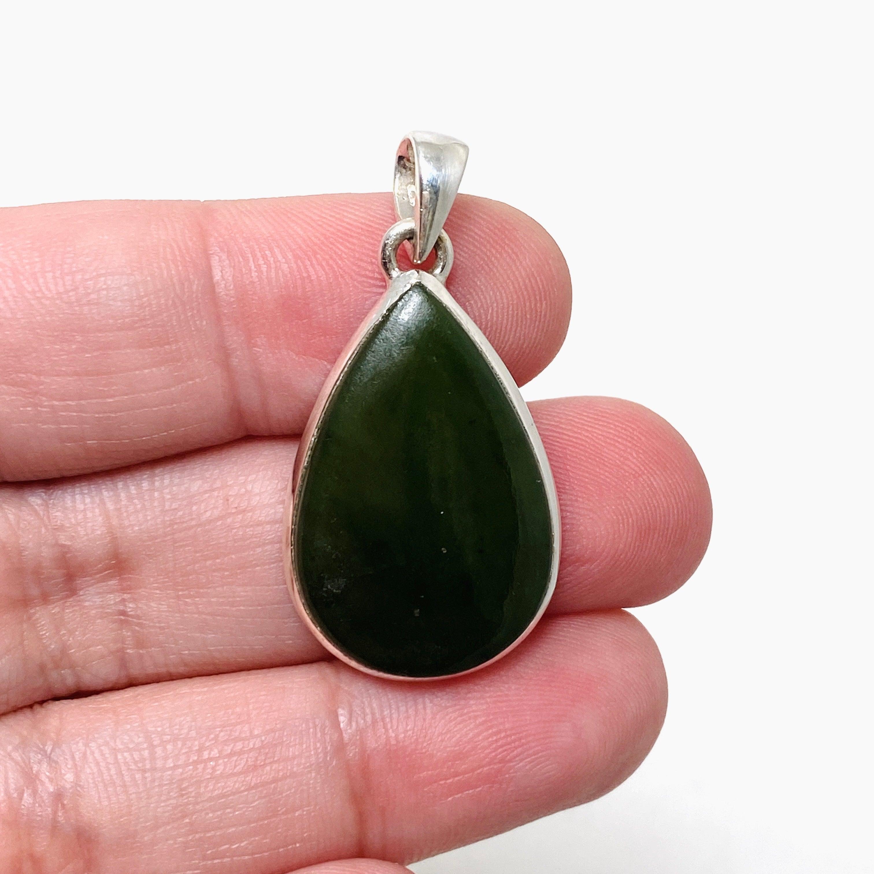 Natural Siberian Jade Nephrite Teardrop Pendant Necklace - PPGJ672 - Perfect for Meditation, Healing & Spiritual Jewelry Gifts
