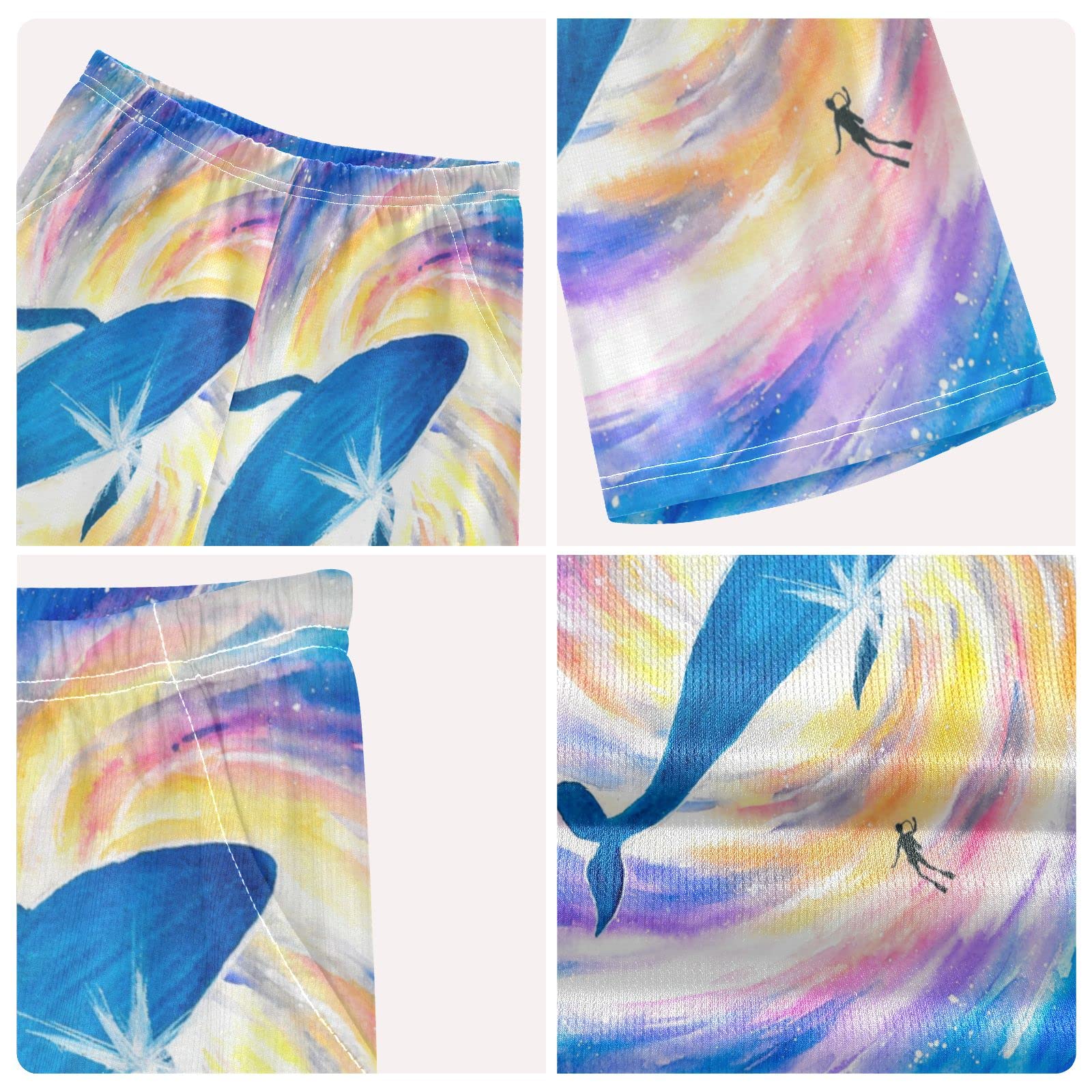 Whale Watercolor Print Boys Summer Outfits - Cute Shorts & Top Playwear Set for Toddlers & Kids (Pink) | Beach, Park & Playdate Clothes