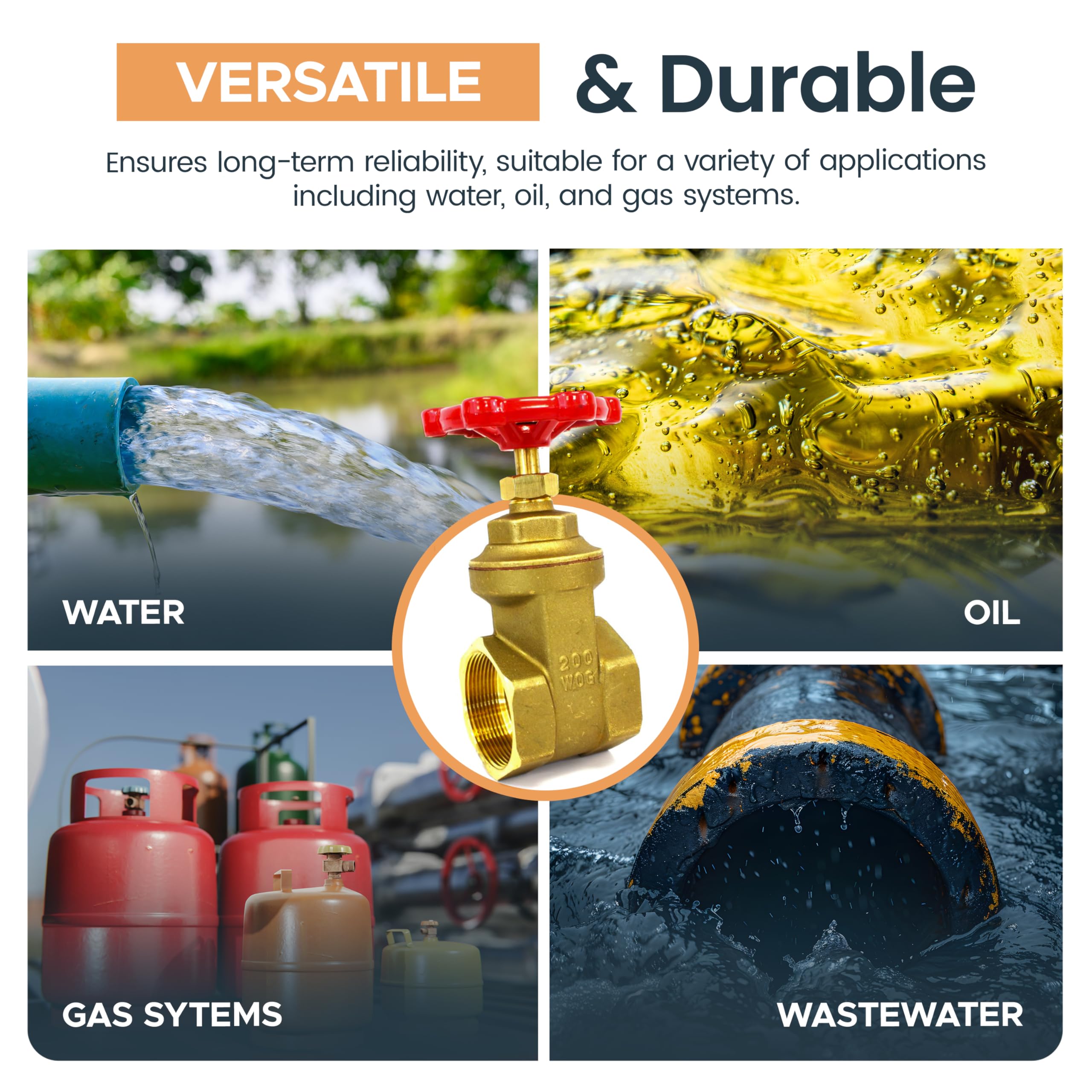 3 Inch Brass Gate Valve - NSF Certified for Potable Water, Non-Rising Stem, NPT Female Connection - Durable Brass Fitting for Water, Oil & Gas Applications - Perfect for Plumbing Systems, Irrigation & Industrial Use
