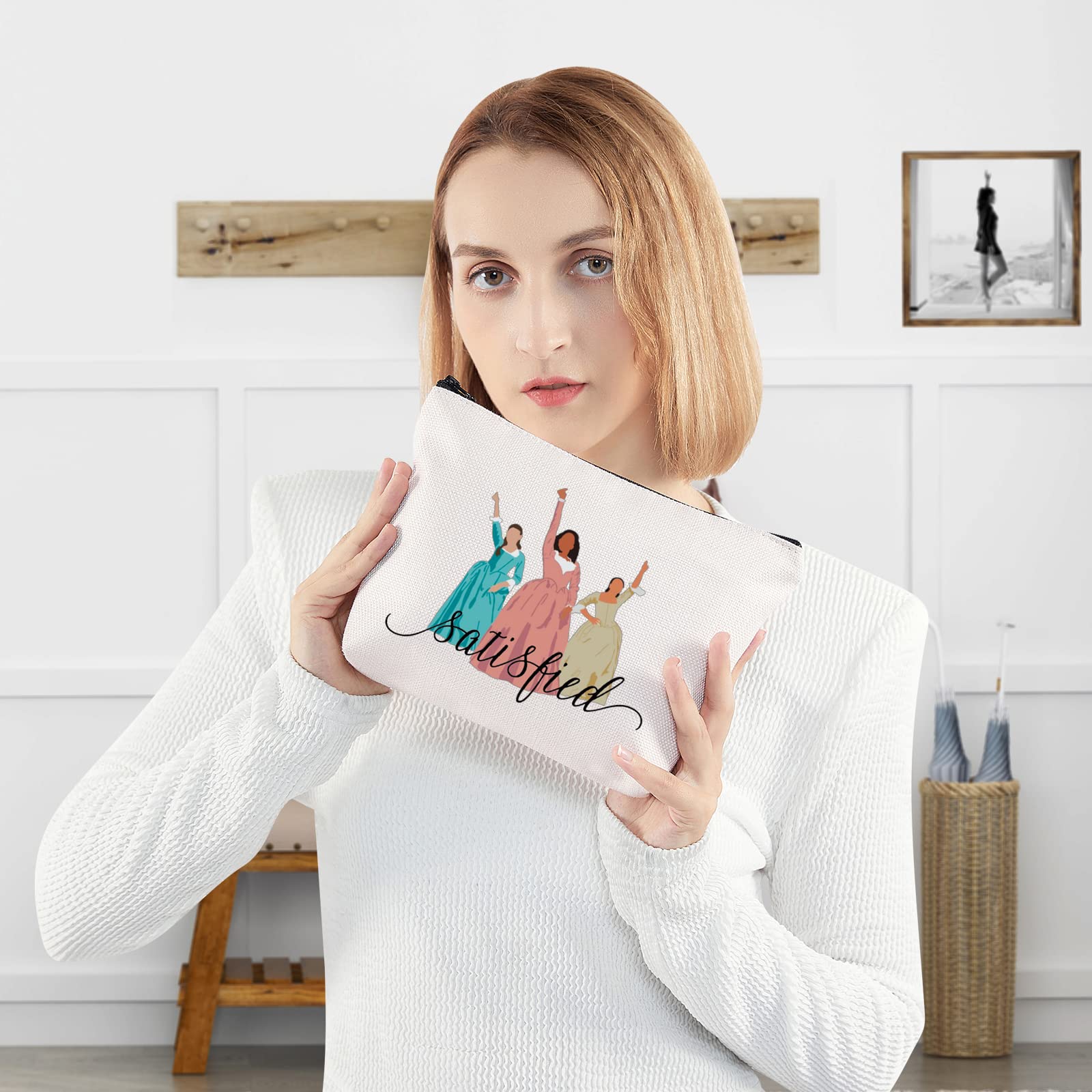 **BWWKTOP Schuyler Sisters Cosmetic Makeup Bag – Hamilton Musical Broadway Theater Gift – Waterproof Zipper Pouch for Travel & Storage (Perfect for Fans, Cosmetics & Accessories)**