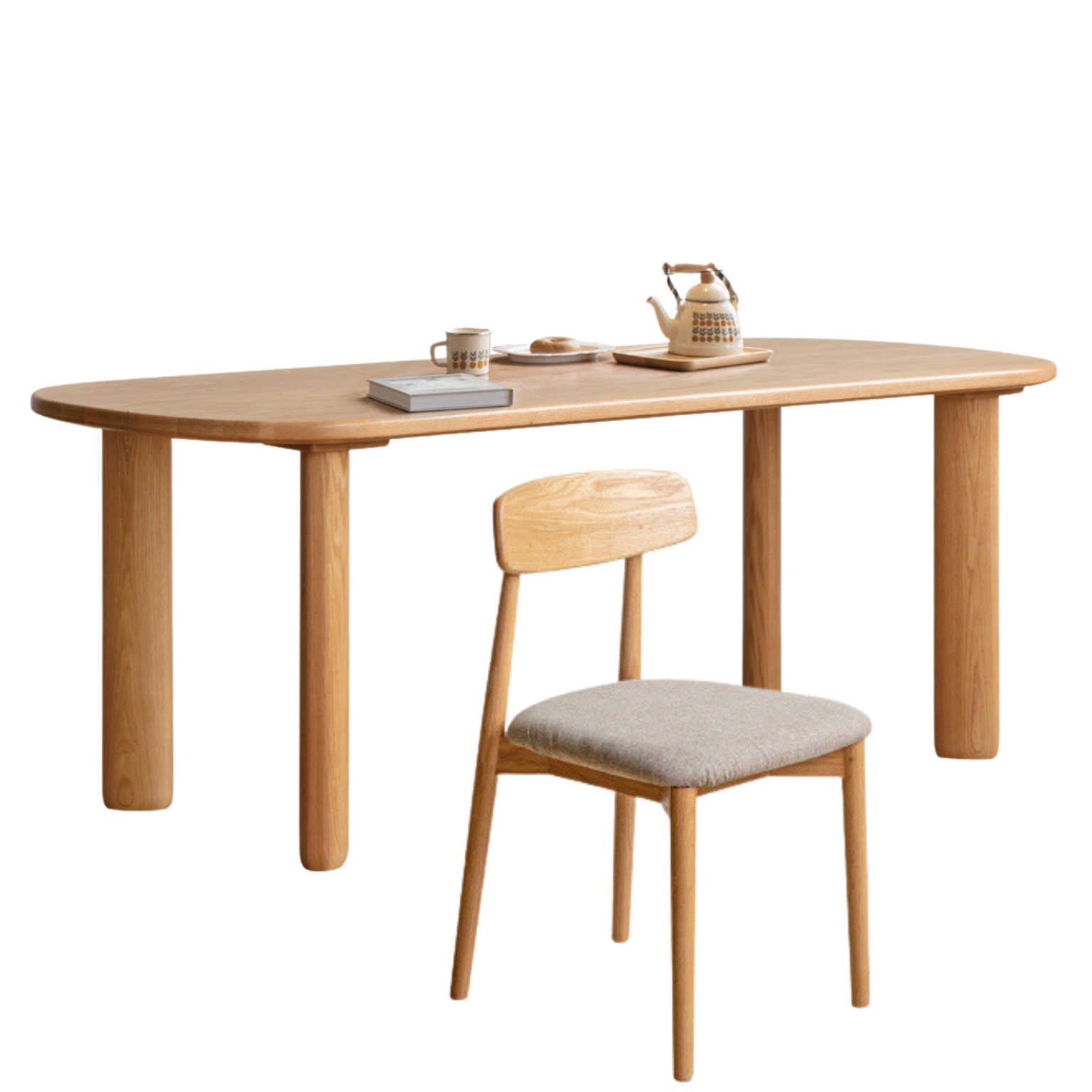 78.7x35.4x29.9 inch / 200x90x76 cm /Natural Wood Color / Table + Chairs 4 pcs
