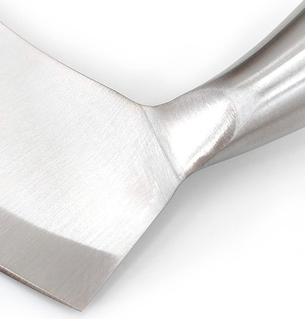 8.7 Inch Stainless Steel Mezzaluna Knife - Professional Salad Chopper, Pizza Cutter & Vegetable Mincing Knife with Curved Blade & Double Handle - Perfect for Kitchen Prep, Pizza Making & Herb Chopping