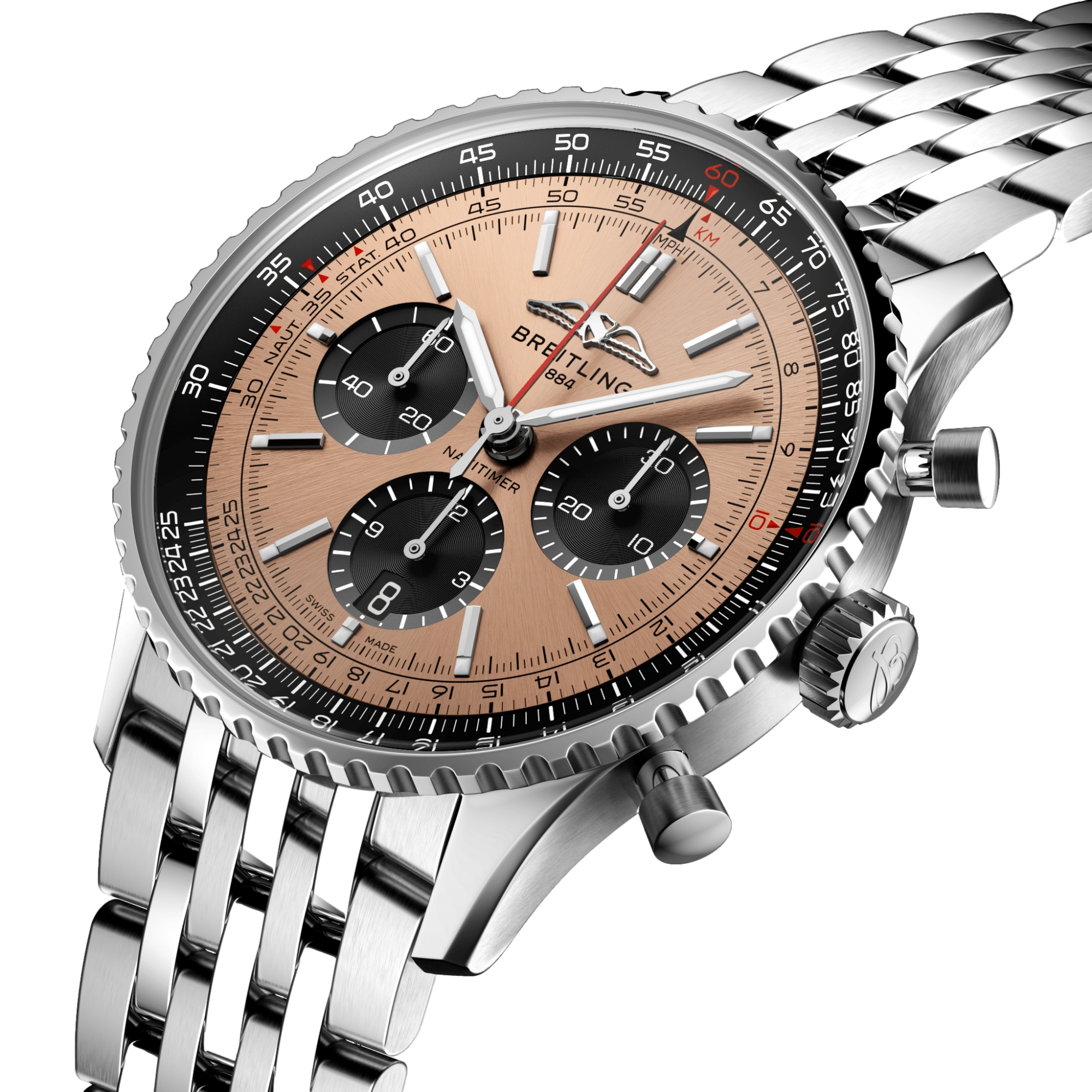 Breitling Navitimer B01 Chronograph 43mm Copper Dial Men's Watch with Stainless Steel Bracelet - Perfect for Business Meetings, Formal Events & Luxury Watch Collectors