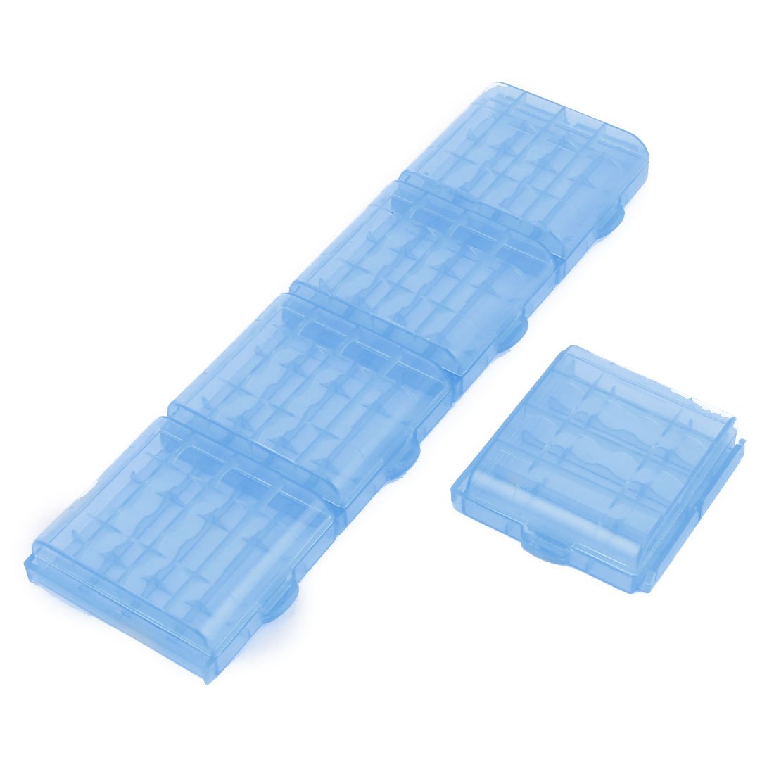 5Pcs Blue Plastic Battery Storage Box with Catching Groove - Organize AA Batteries & Chargers - Perfect for Home, Office & Travel Accessories Storage