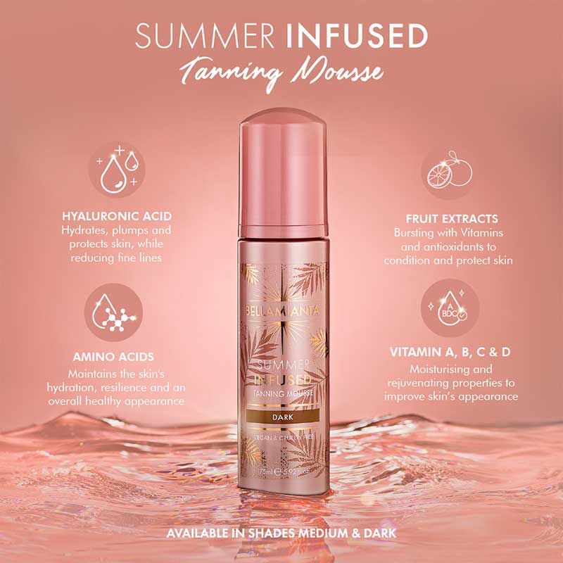 Bellamianta Summer Infused Tanning Mousse - Natural Self Tan Lotion for Glowing Sun-Kissed Skin | Perfect for Beach Vacation & Summer Events