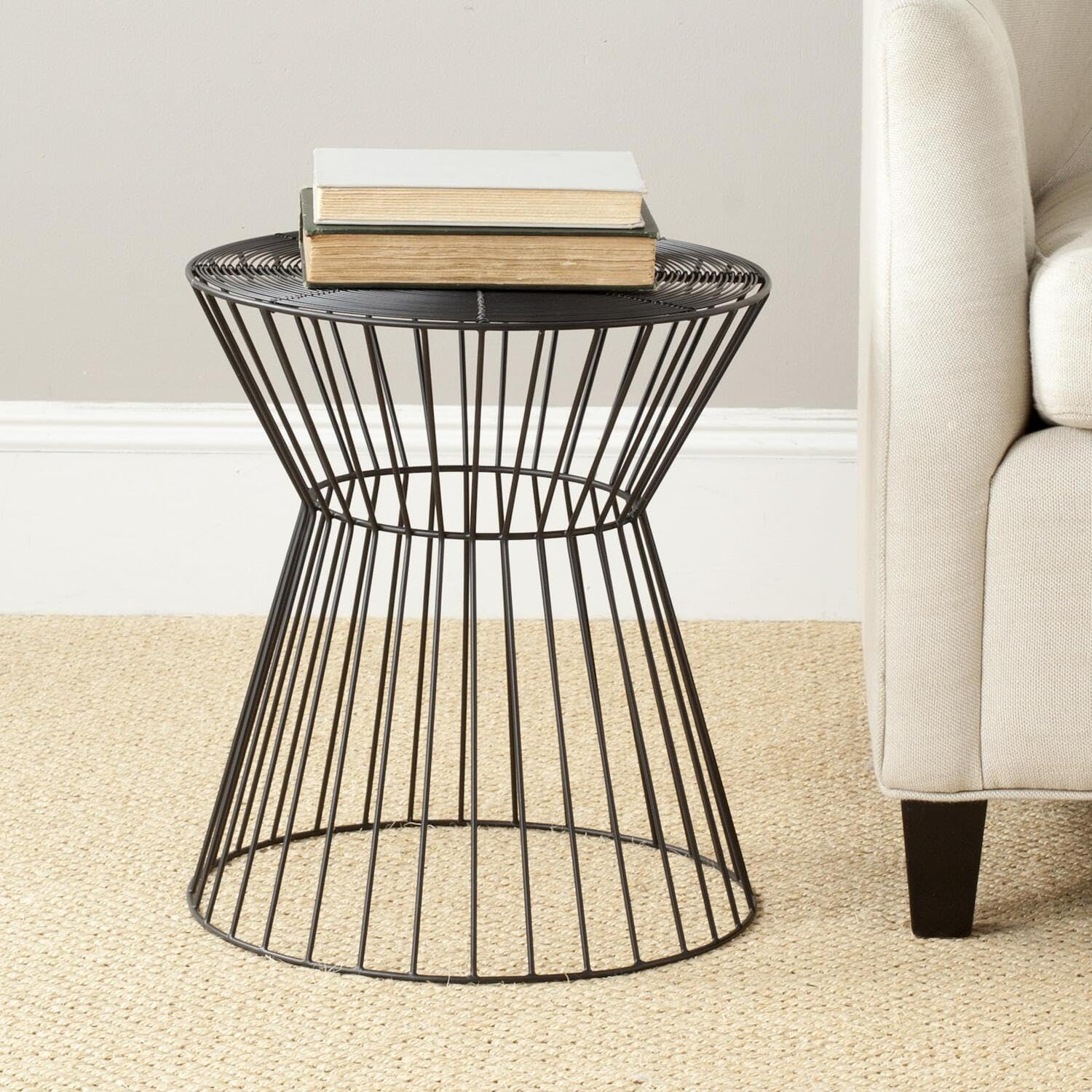 Safavieh Payton Steelworks Iron Wire Stool - Black Bar Stool for Kitchen, Dining Room & Outdoor Patio - Industrial Style Metal Stool with Sturdy Construction
