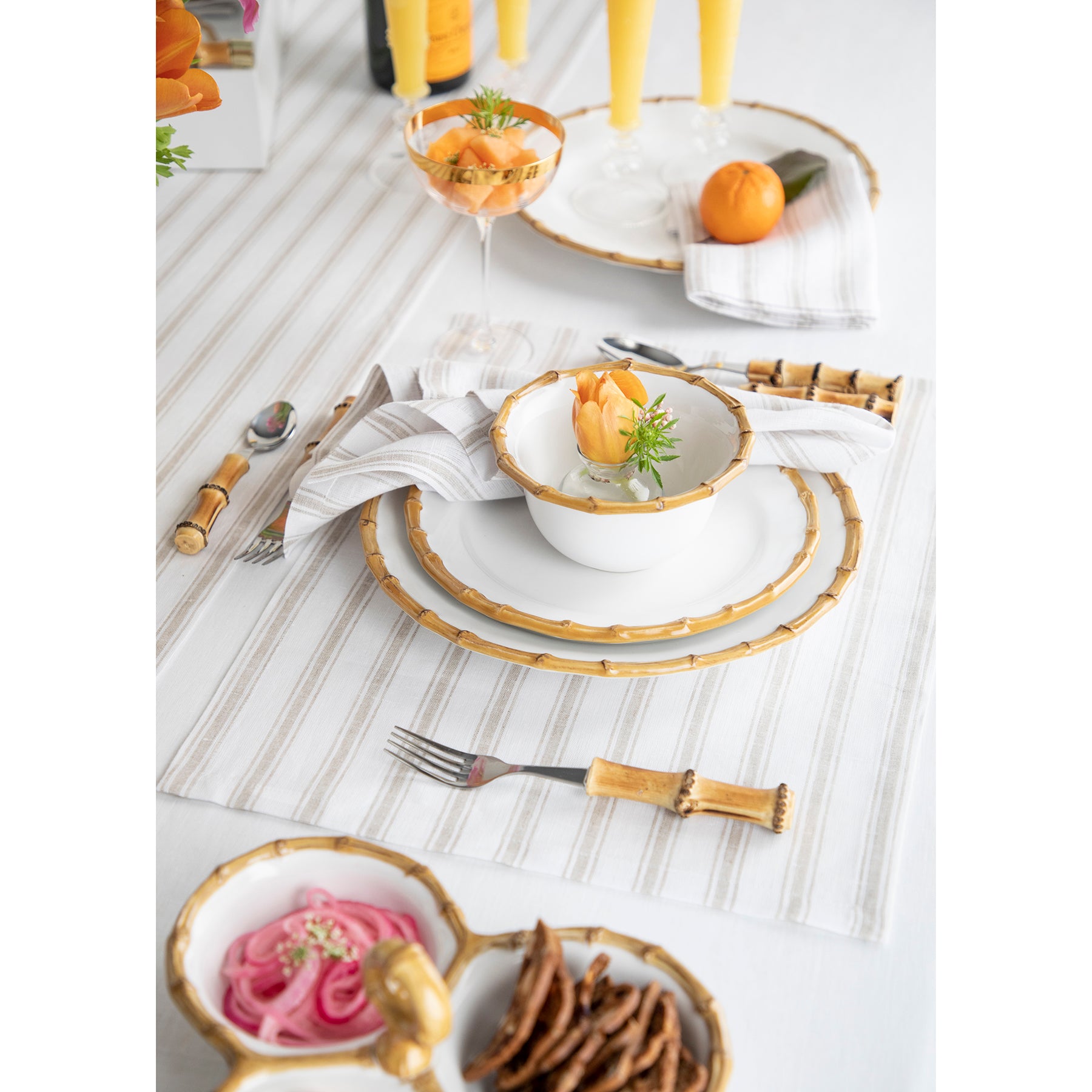 Stylish Capri Ticking Stripe Placemats - Set of 4 Cotton Table Mats for Dining & Kitchen Decor - Perfect for Farmhouse, Coastal, or Modern Home Settings