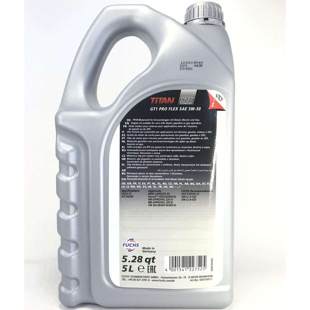Titan 5W30 Full Synthetic Motor Oil - 5 Liter (5.28 Quart) for Cars & Trucks (2007-2012 Models) - Premium Engine Protection for Daily Commuting & Highway Driving