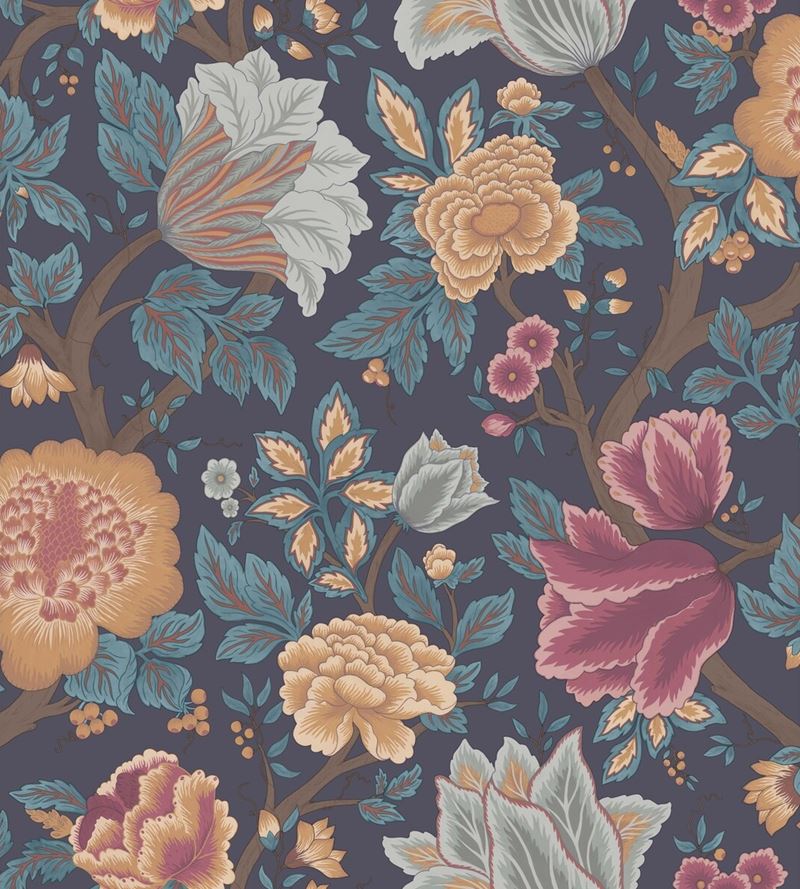Cole & Son Midsummer Bloom Multi-Color Botanical Wallpaper - Vintage Floral Design for Living Room, Bedroom & Dining Room Decor