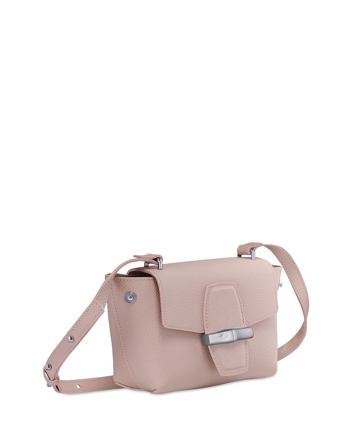 Longchamp Small Roseau Leather Crossbody Bag for Women - Stylish Pink Leather Purse, Perfect for Everyday Use, Work, Travel & Date Nights