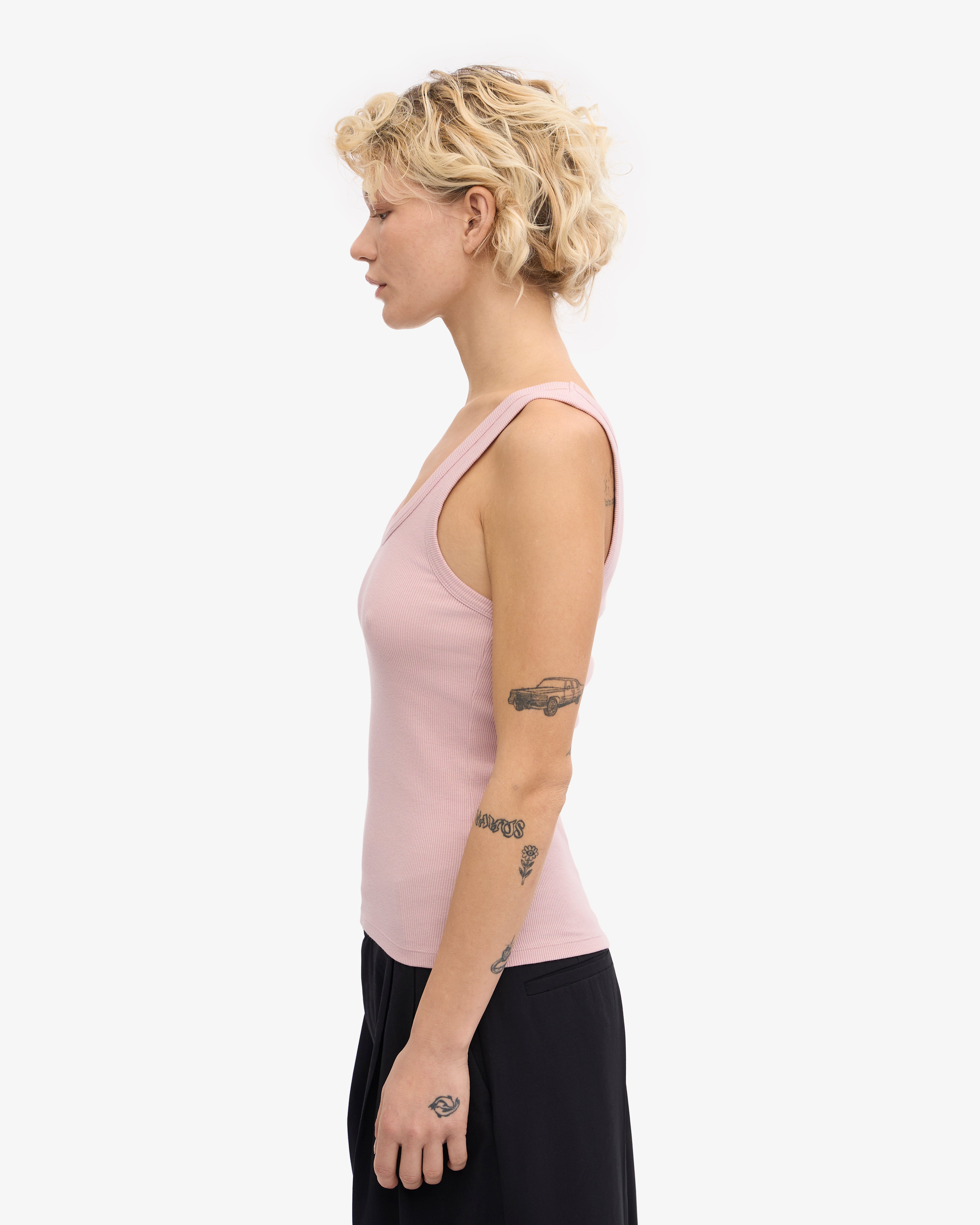 Organic Cotton Ribbed Tank Top for Women - Faded Pink | Soft & Breathable Summer Casual Wear