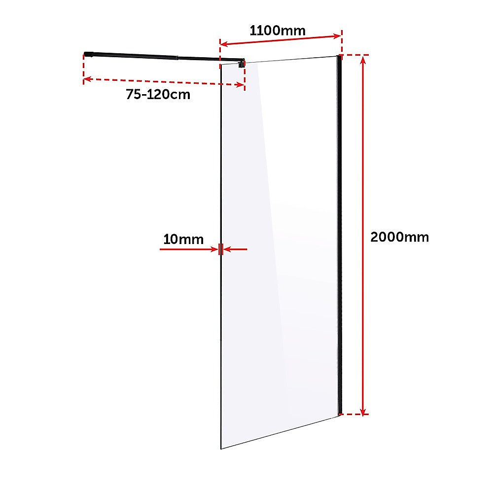 Frameless 10mm Tempered Safety Glass Shower Screen - 43.3