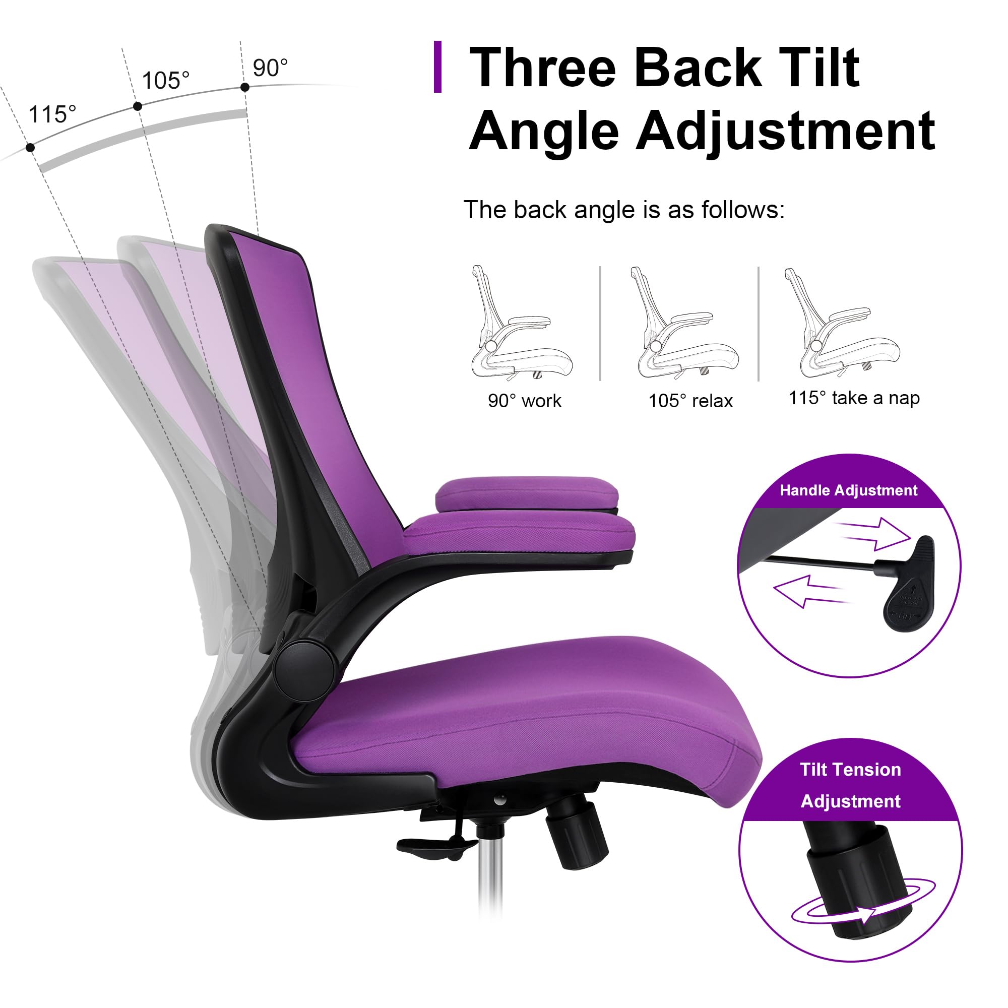 Adjustable Height Drafting Chair with Lumbar Support & Footrest - Ergonomic Office Chair for Standing Desks, Bar Counters & Home Offices - Tall Swivel Chair with Flip-Up Arms for Comfortable Work & Study