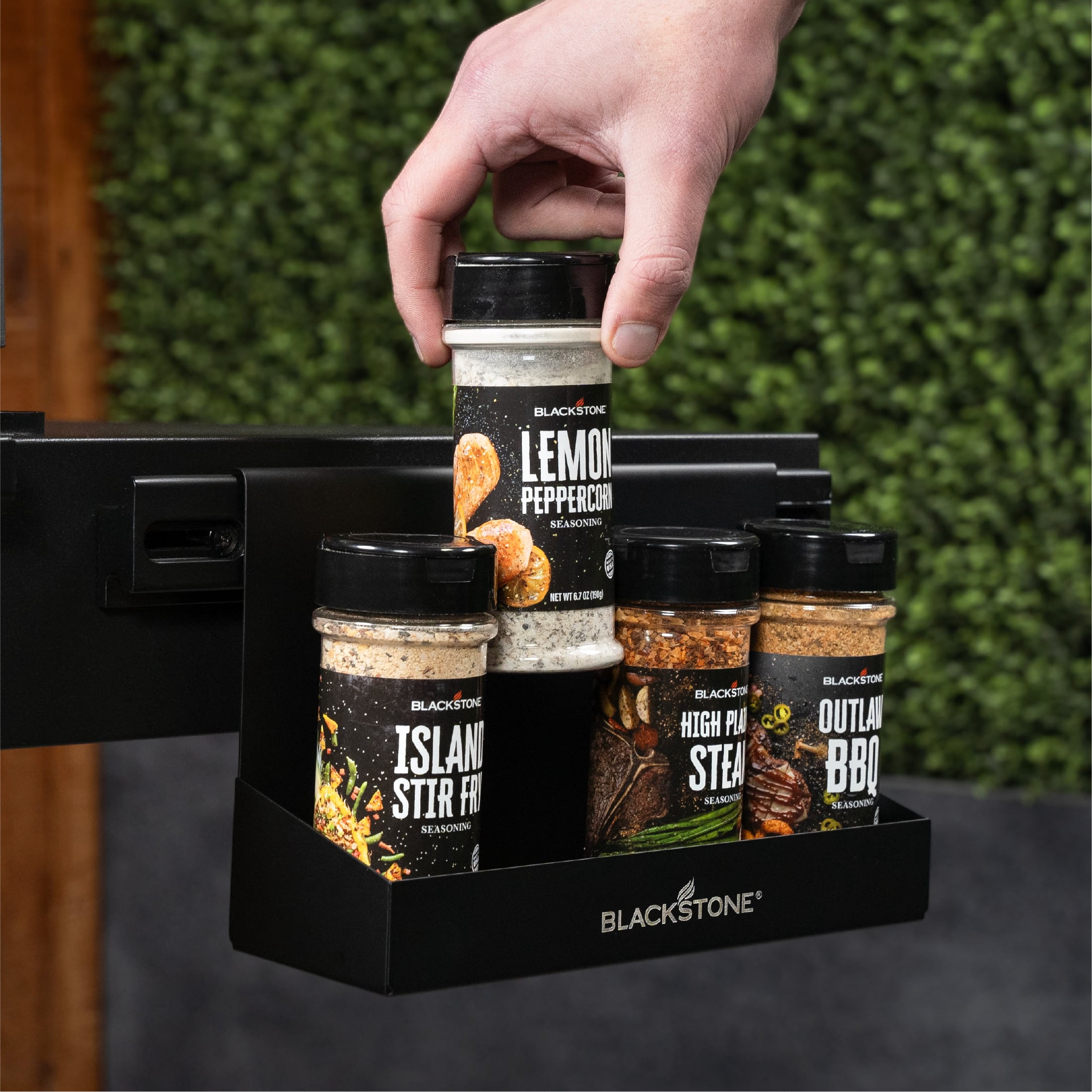 Stainless Steel Side Shelf Rail Spice Rack Organizer - Perfect for Kitchen Countertops, Pantry Shelves & Outdoor Grilling Stations