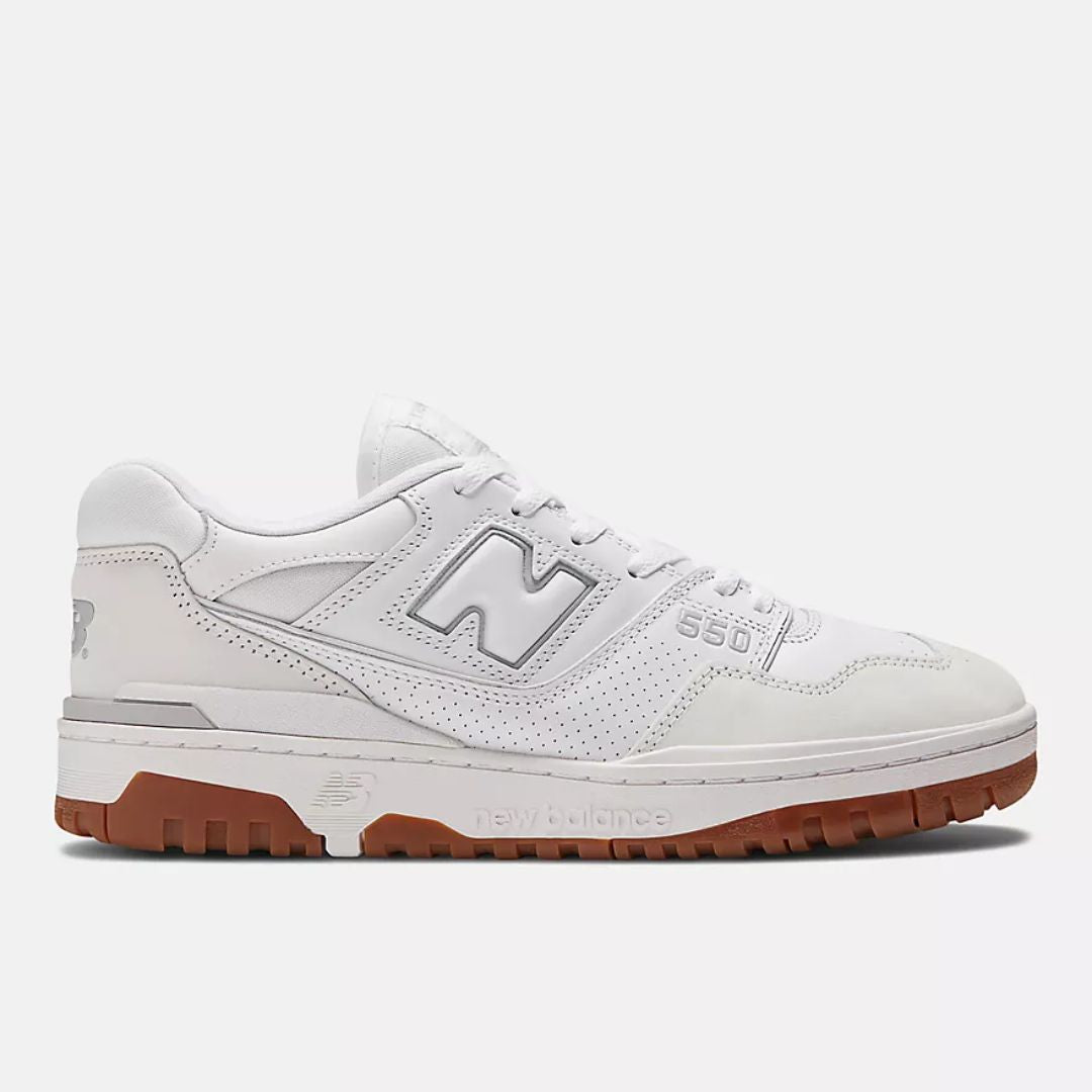550 Sneakers for Men & Women - White & Gum Sole Classic Casual Shoes for Walking, Running & Everyday Wear