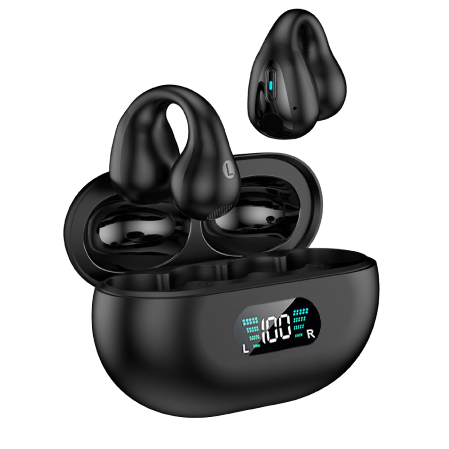 Real-Time AI Language Translator Earbuds - Open Ear Wireless Bluetooth Earbuds with 144 Language Translation for iOS & Android (Black) | Perfect for Travel, Business Meetings & Multilingual Conversations