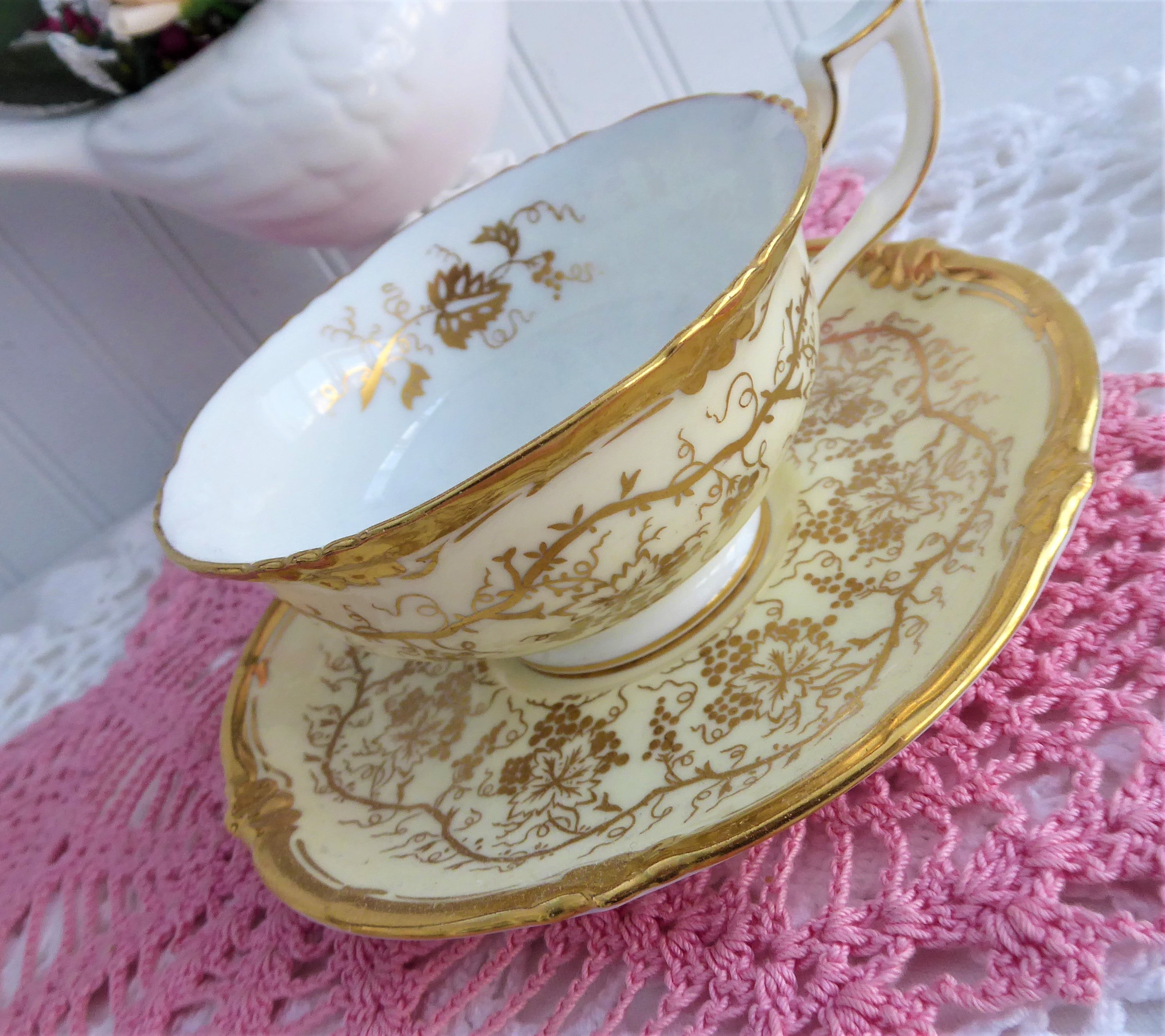 Vintage Royal Cauldon Kings Plate Hand-Painted Gold Cup and Saucer Set - English Fine China (1970s) | Elegant Tea Party, Wedding Gift & Collectible Porcelain