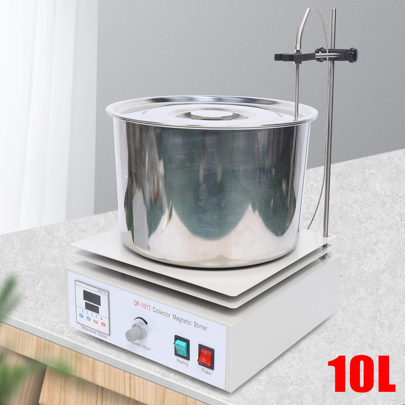 10L Digital Thermostatic Magnetic Stirrer with Heating Plate - 0-1400RPM Lab Mixer for Water & Oil Bath (Up to 400°C) - Perfect for Chemistry Experiments, Research Labs & Industrial Applications