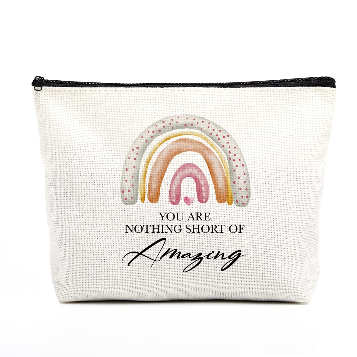 Boho Rainbow Makeup Bag - Inspirational Gift for Women, Best Friend, Her | Motivational Friendship, Birthday, Christmas & Graduation Gift Ideas | Perfect for Travel, Daily Use & Special Occasions