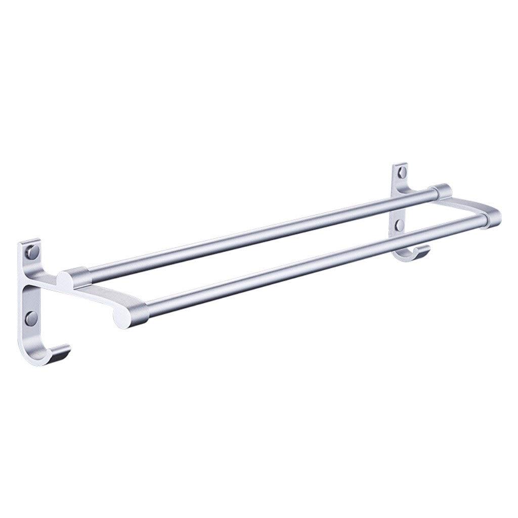 NYKK Wall-Mounted Punch-Free Aluminum Towel Rail - Rustproof Bathroom Towel Holder for Home & Hotel Use - Silver Towel Bar with Strong Adhesive - Perfect for Small Spaces, Bathrooms, Kitchens and Dorm Rooms