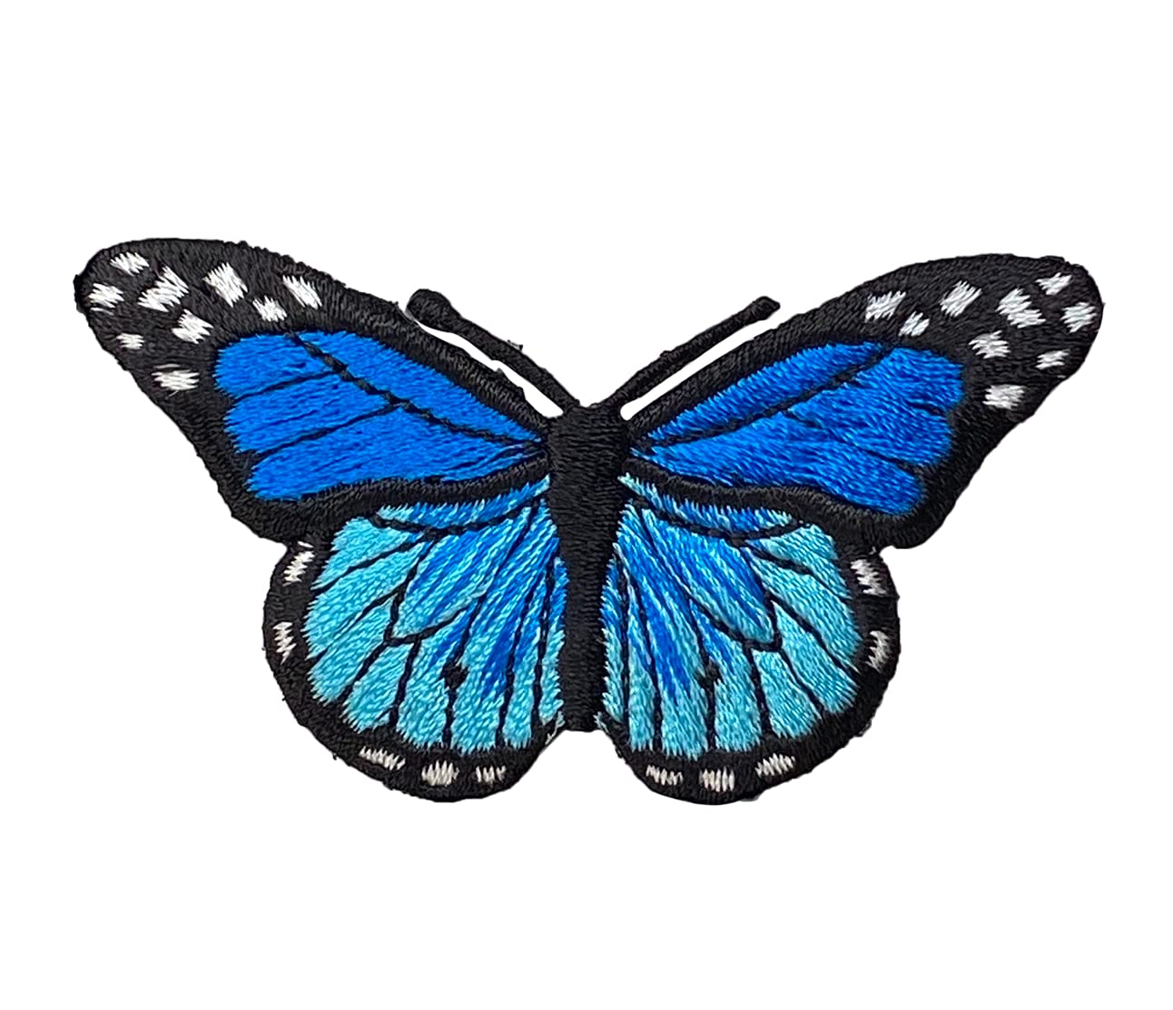 Blue Butterfly Embroidered Iron On Patch for DIY Clothing, Bags & Hats - Sew or Iron On Applique for Customization & Repair